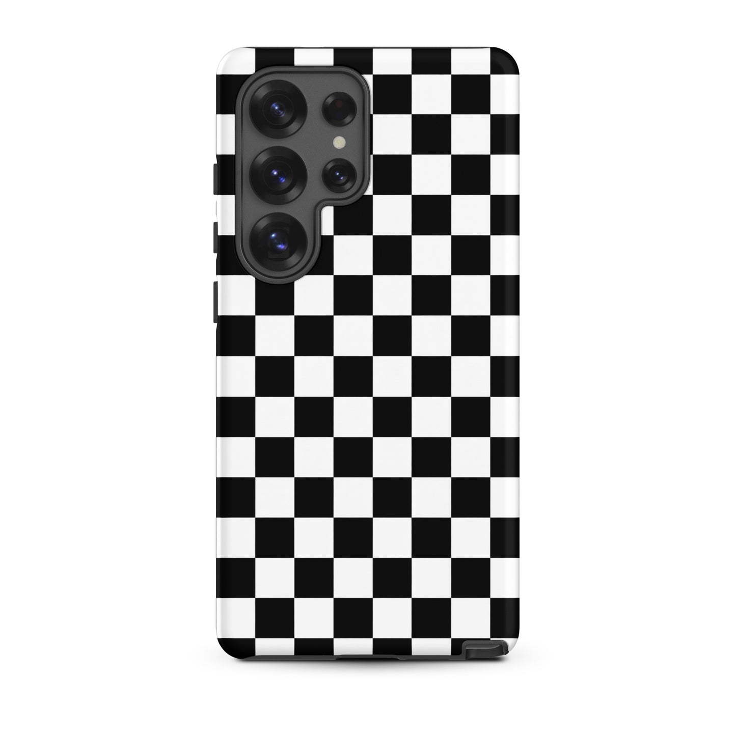 Phone Case for Samsung Galaxy: Bold Checkered Tough Case in black and white