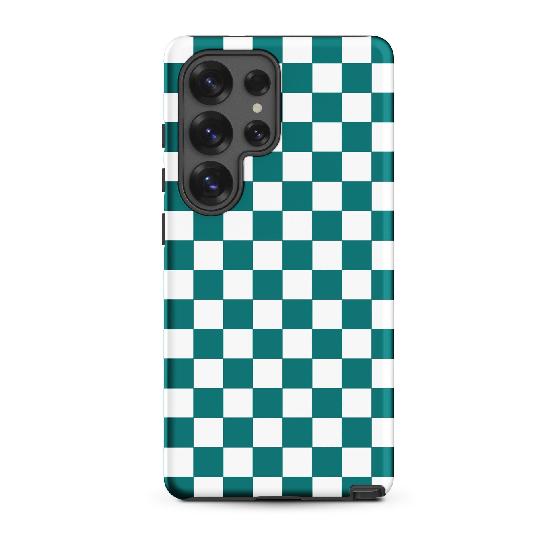 Phone Case for Samsung Galaxy with teal and white checkered design, adding style and personality to your phone.