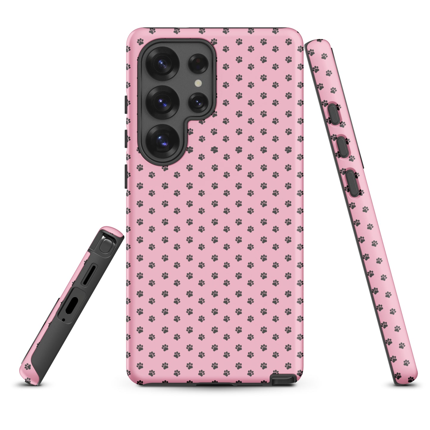 Phone Case Samsung Galaxy with pink paw-print design for playful protection