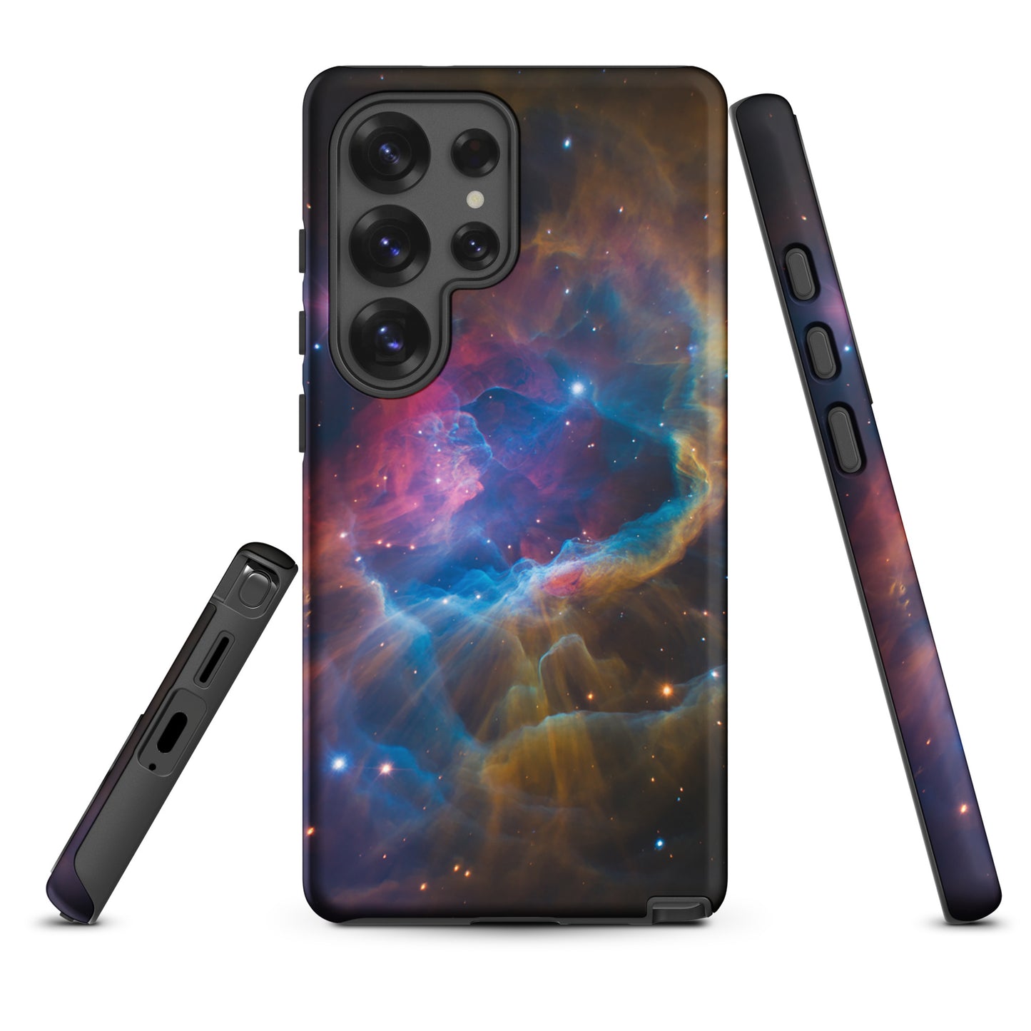 Phone Case for Samsung Galaxy with Nebula Cosmic Dreamscape design featuring vibrant colors and starry galaxy on the cover.