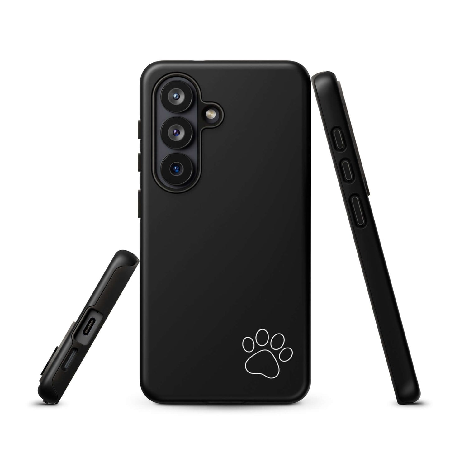 Phone Case for Samsung Galaxy with paw-print design in sleek black minimalist style.