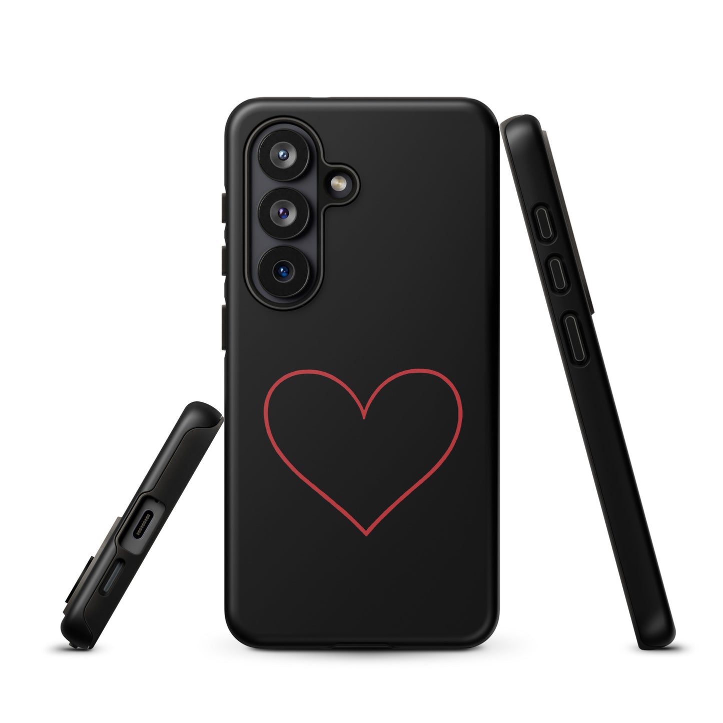 Phone Case for Samsung Galaxy with minimalist crimson heart design on black background