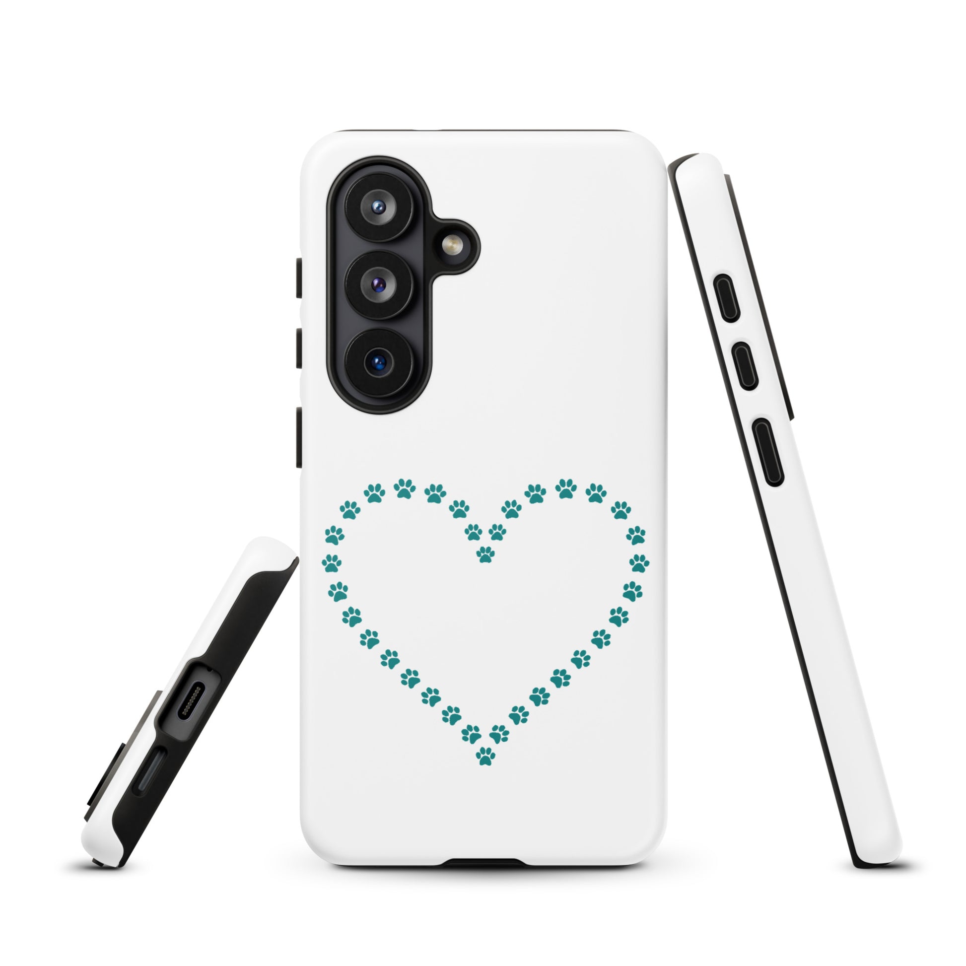 Phone Case for Samsung Galaxy with paw print heart design for pet lovers.
