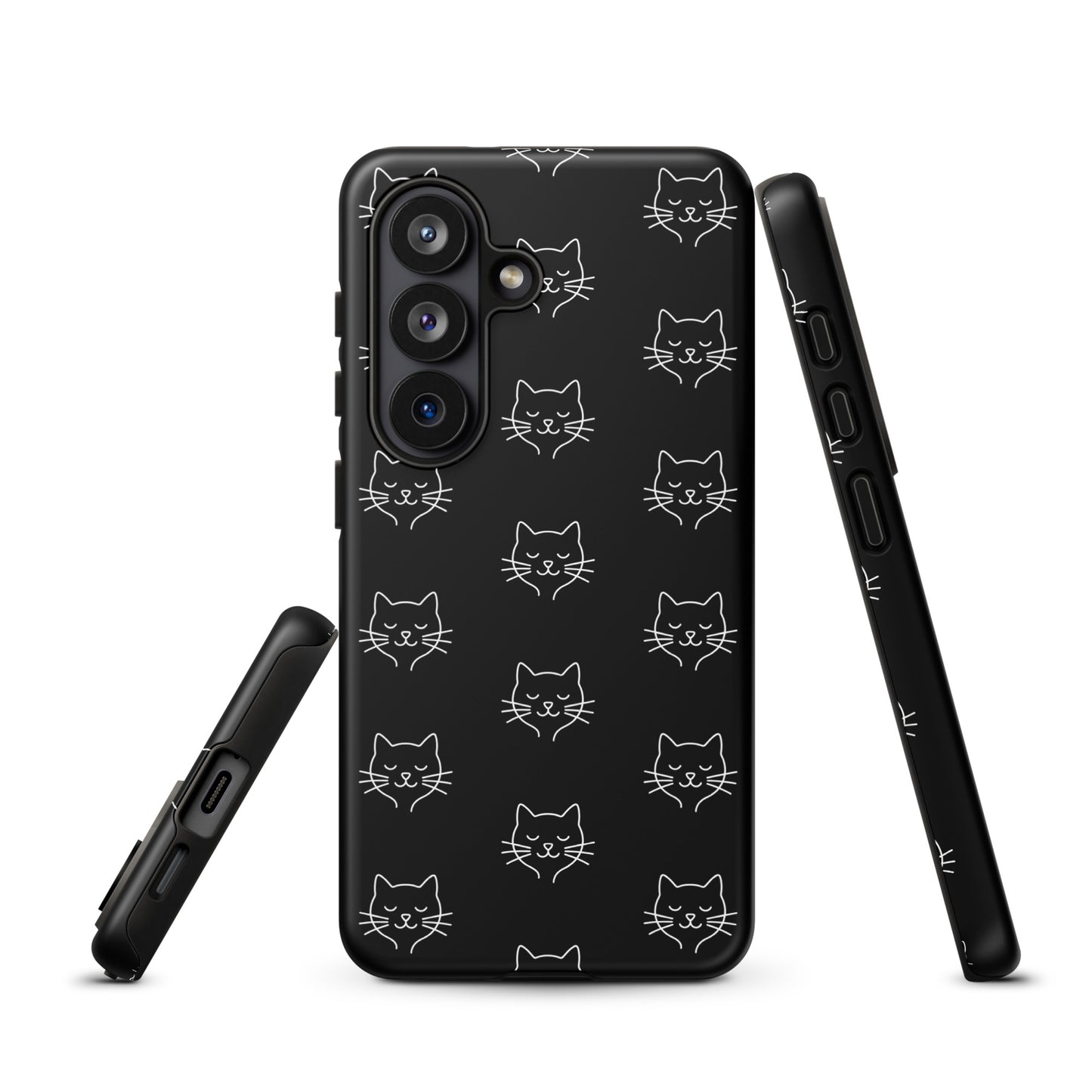 Phone Case for Samsung Galaxy with cute minimalist cat pattern design, offering stylish protection for cat enthusiasts.