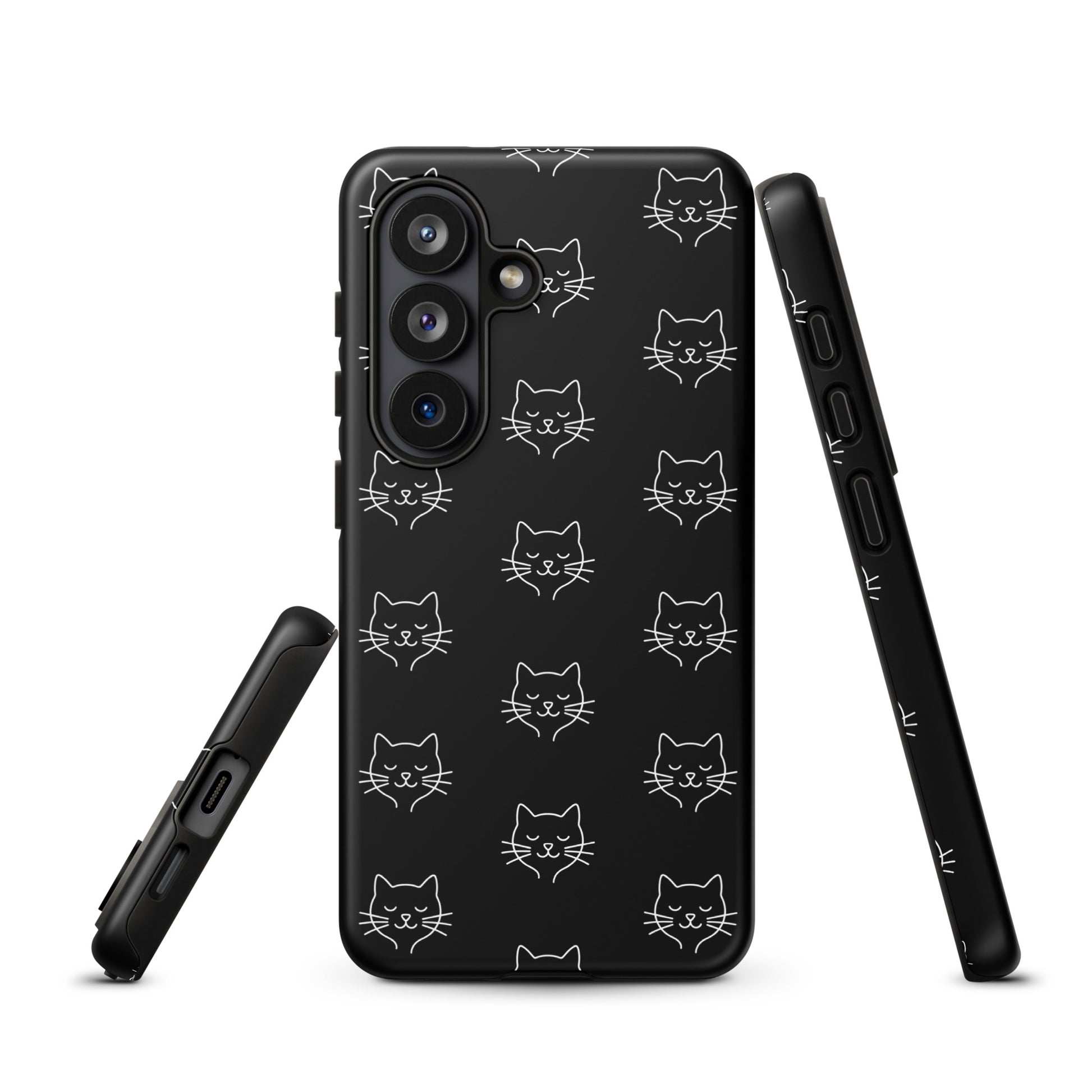 Phone Case for Samsung Galaxy with cute minimalist cat pattern design, offering stylish protection for cat enthusiasts.