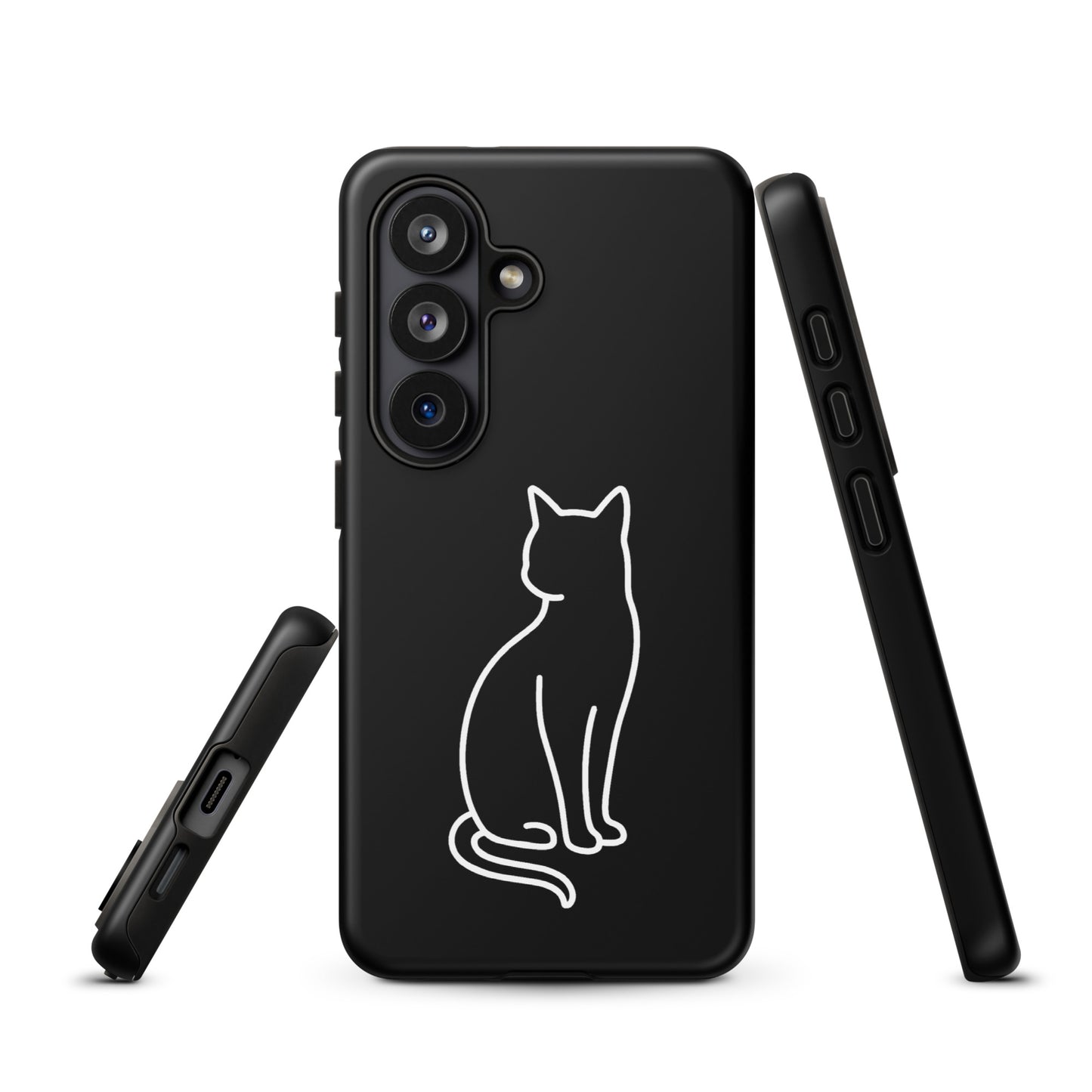 Phone Case with sitting cat outline for Samsung Galaxy, sleek dual-layer protection for modern pet lovers.