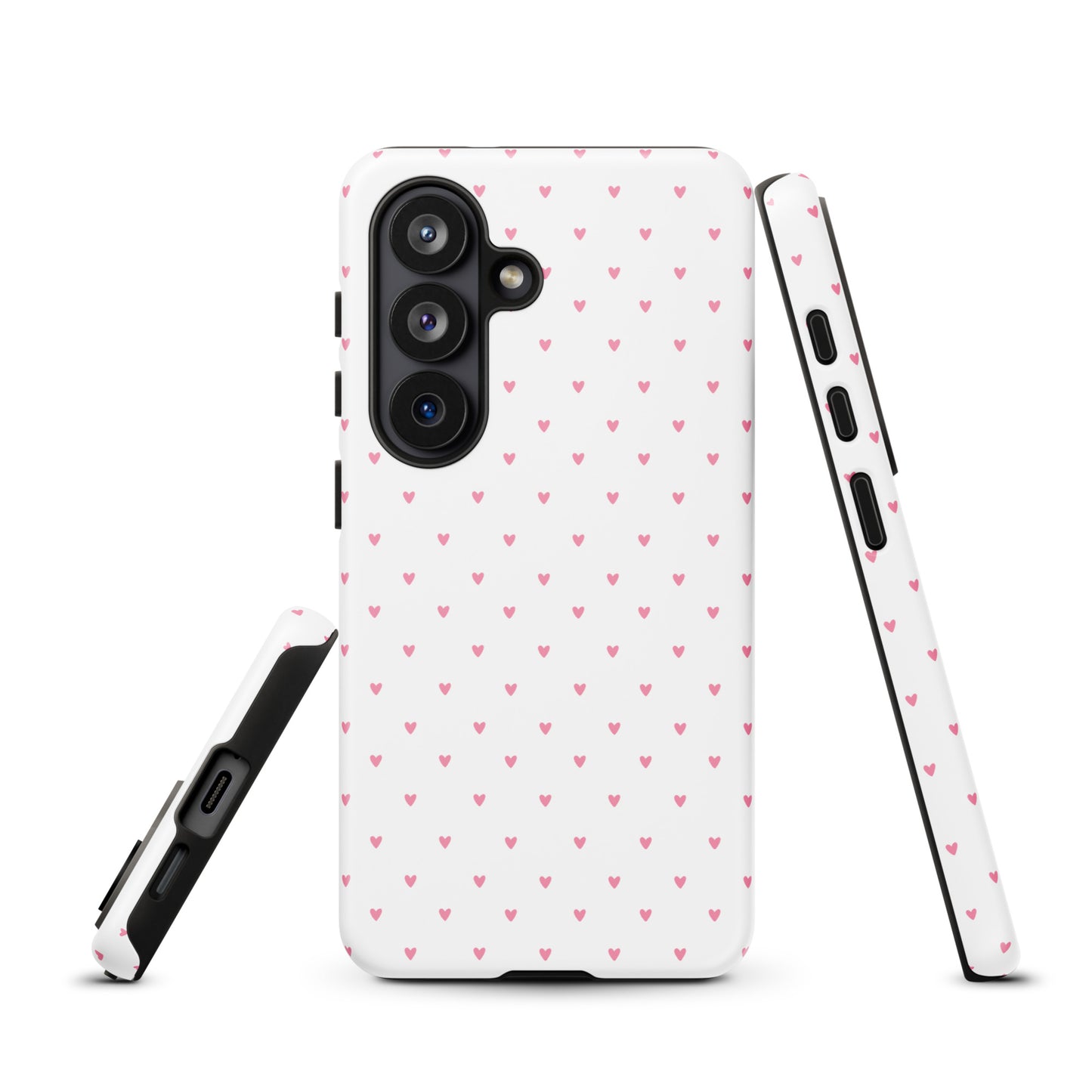 Phone Case for Samsung Galaxy with heart-dot pattern design, featuring playful polka-dots formed by tiny hearts on a bold background.