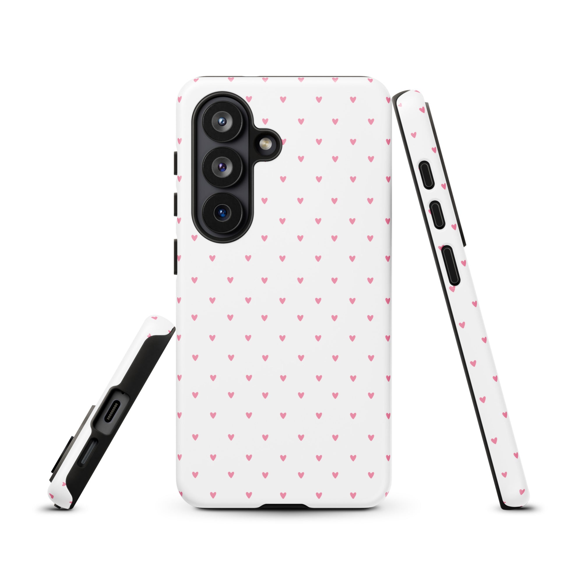Phone Case for Samsung Galaxy with heart-dot pattern design, featuring playful polka-dots formed by tiny hearts on a bold background.