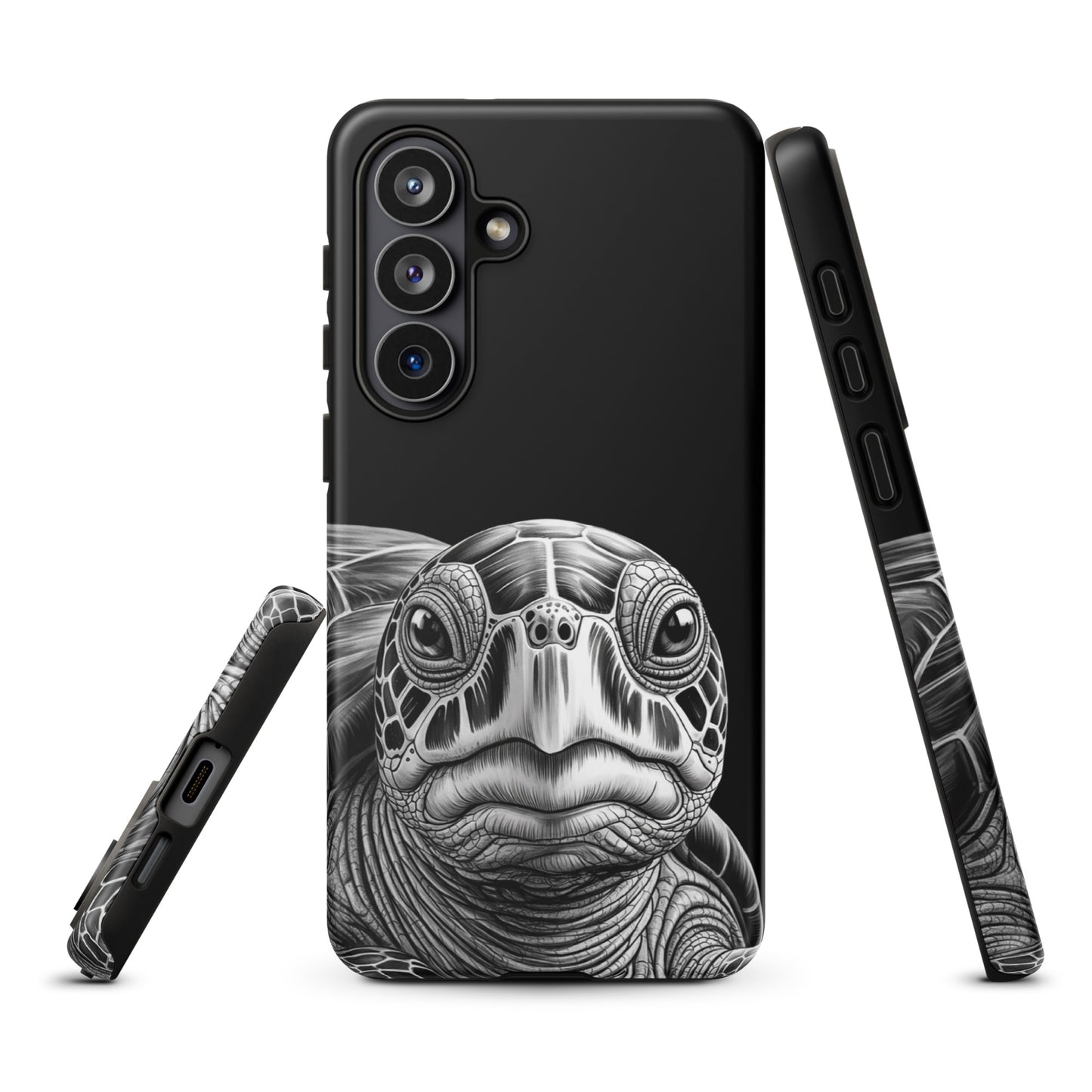 Phone Case for Samsung Galaxy with ancient sea turtle design, showcasing timeless protection and intricate black-and-white art.