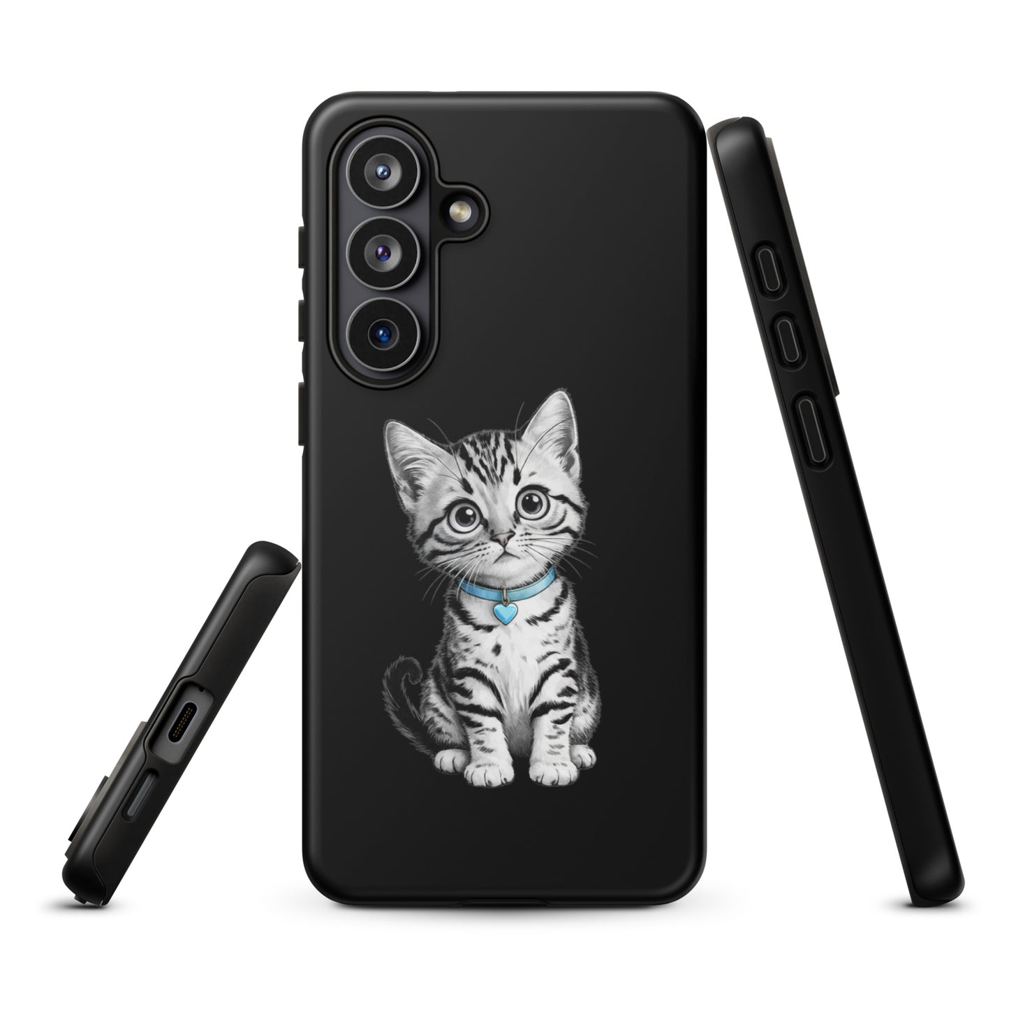 Phone Case featuring kitten with blue heart charm for Samsung Galaxy