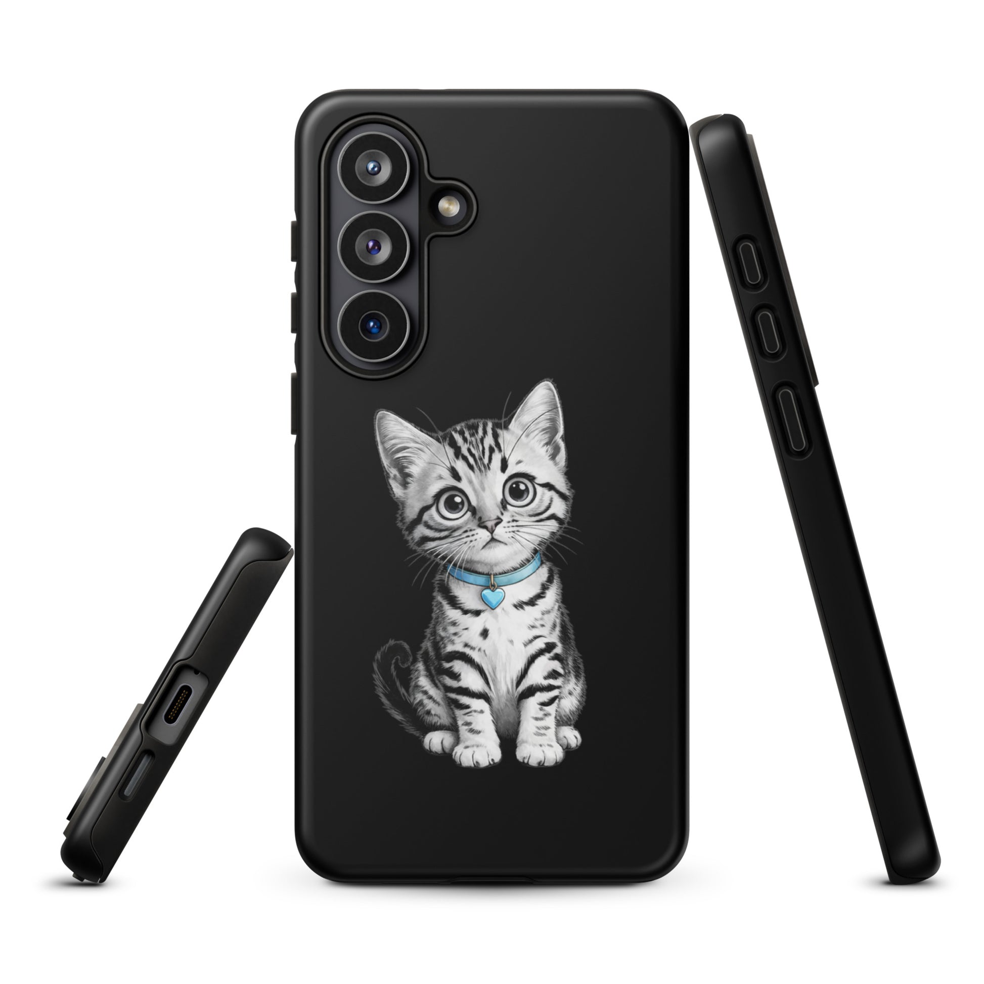 Phone Case featuring kitten with blue heart charm for Samsung Galaxy