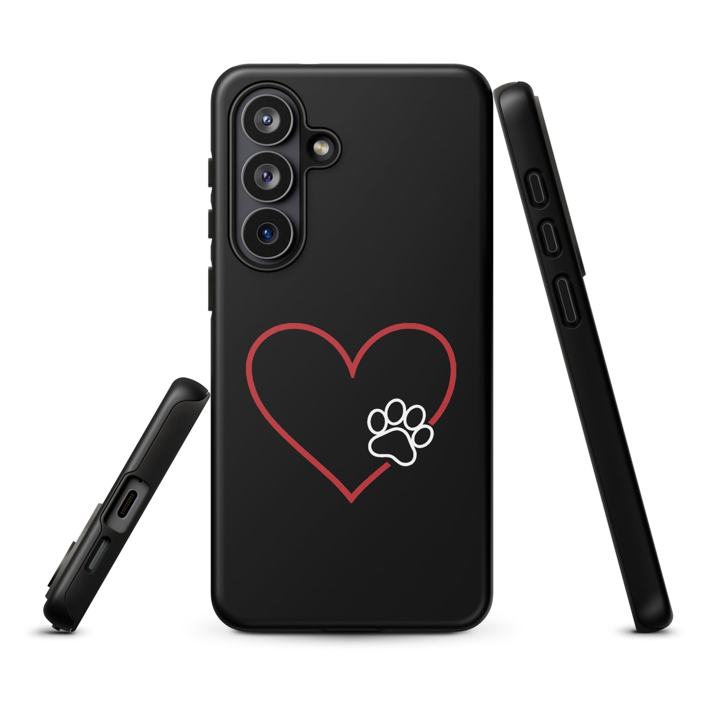 Phone Case for Samsung Galaxy with heart and paw print design, ideal for pet lovers seeking style and protection.