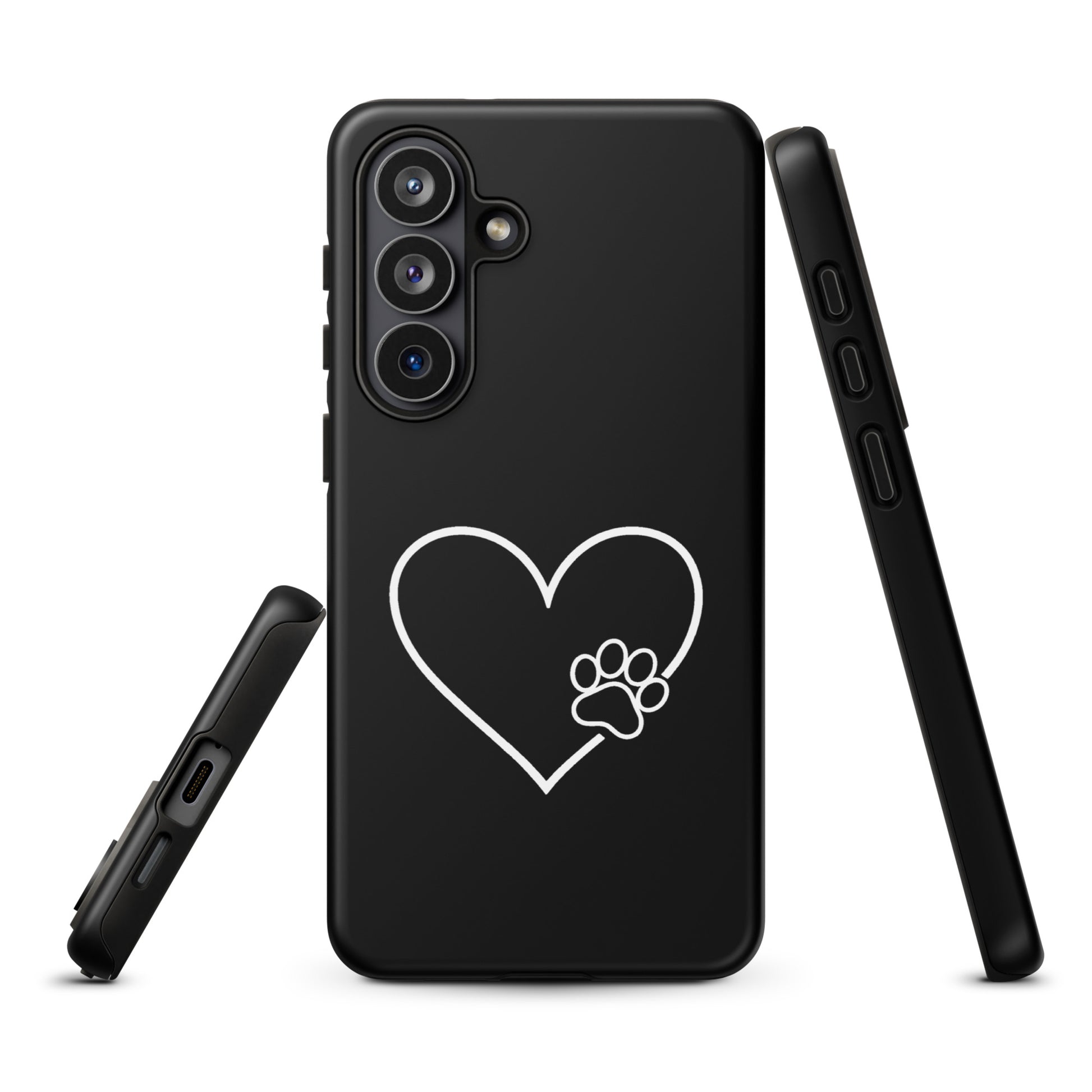 Phone Case for Samsung Galaxy with elegant heart and paw print design, perfect for pet lovers seeking style and protection.
