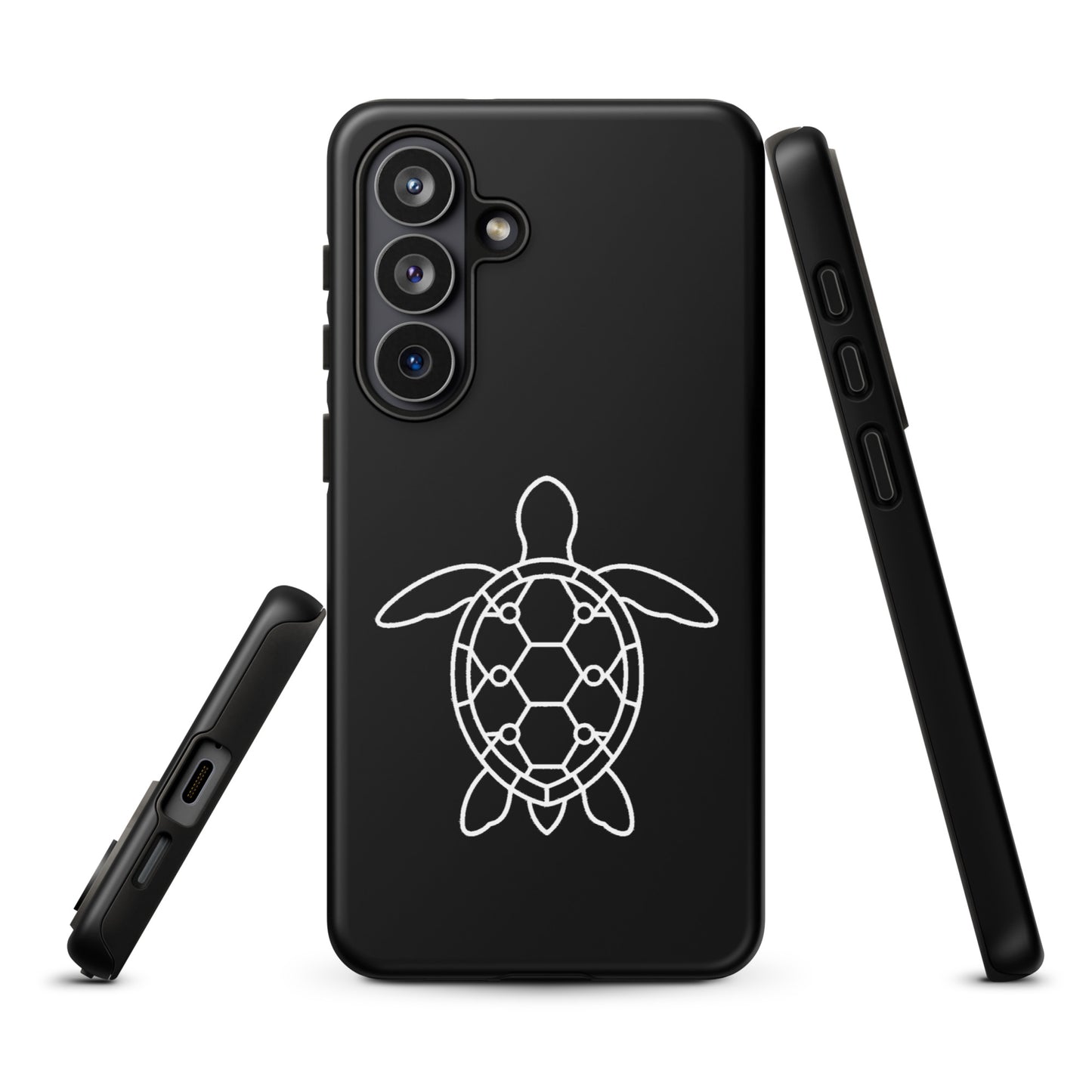 phone case for Samsung Galaxy with minimalist sea turtle silhouette and geometric shell design