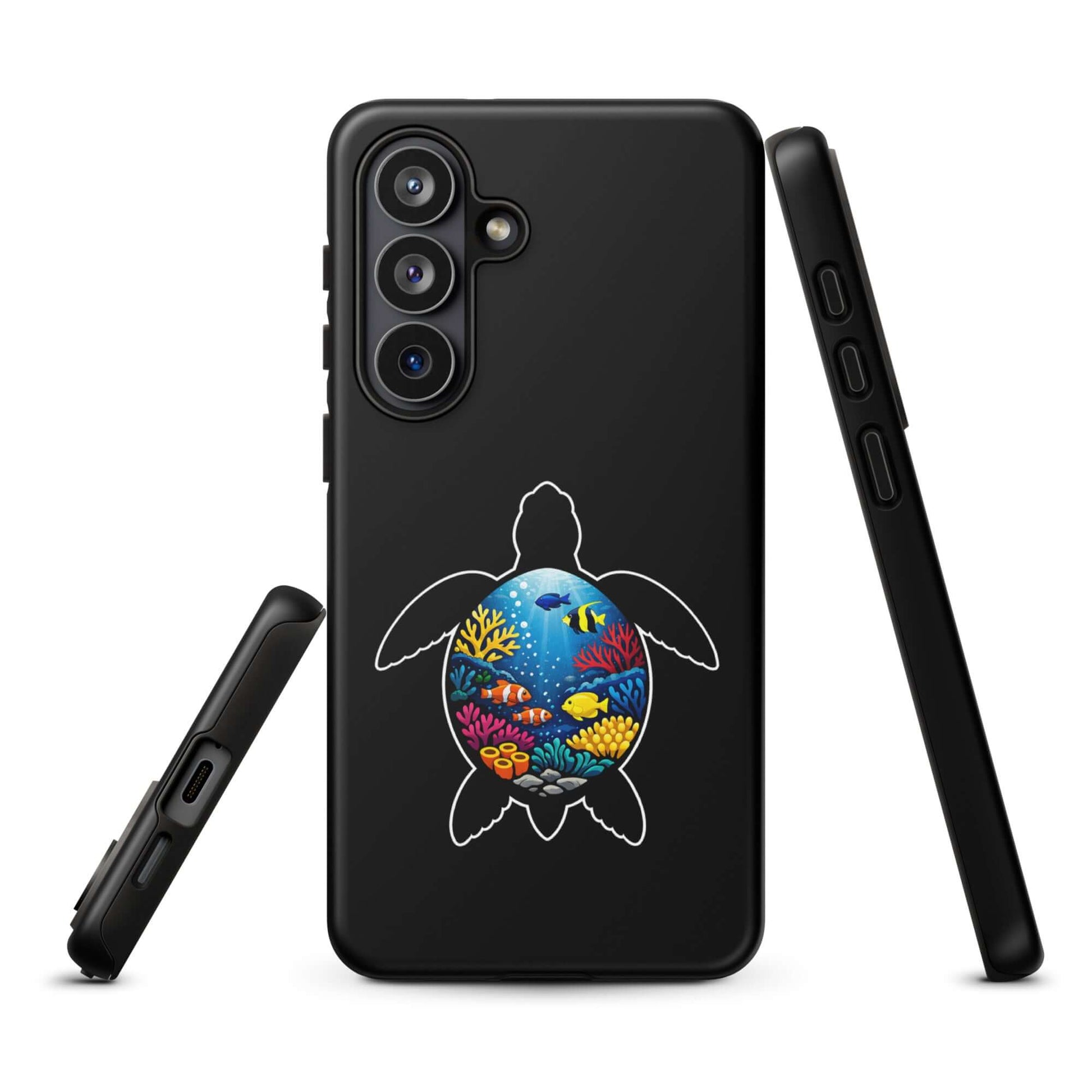 Phone Case for Samsung Galaxy with vibrant sea turtle reef design, showcasing a colorful coral reef scene, stylish and durable.