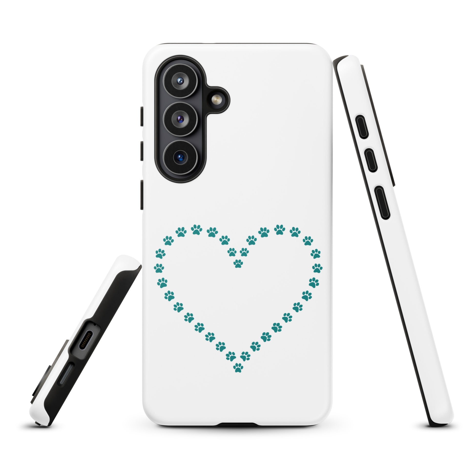 Phone Case for Samsung Galaxy featuring a heart design with paw prints, perfect for pet lovers who adore animal-themed accessories.