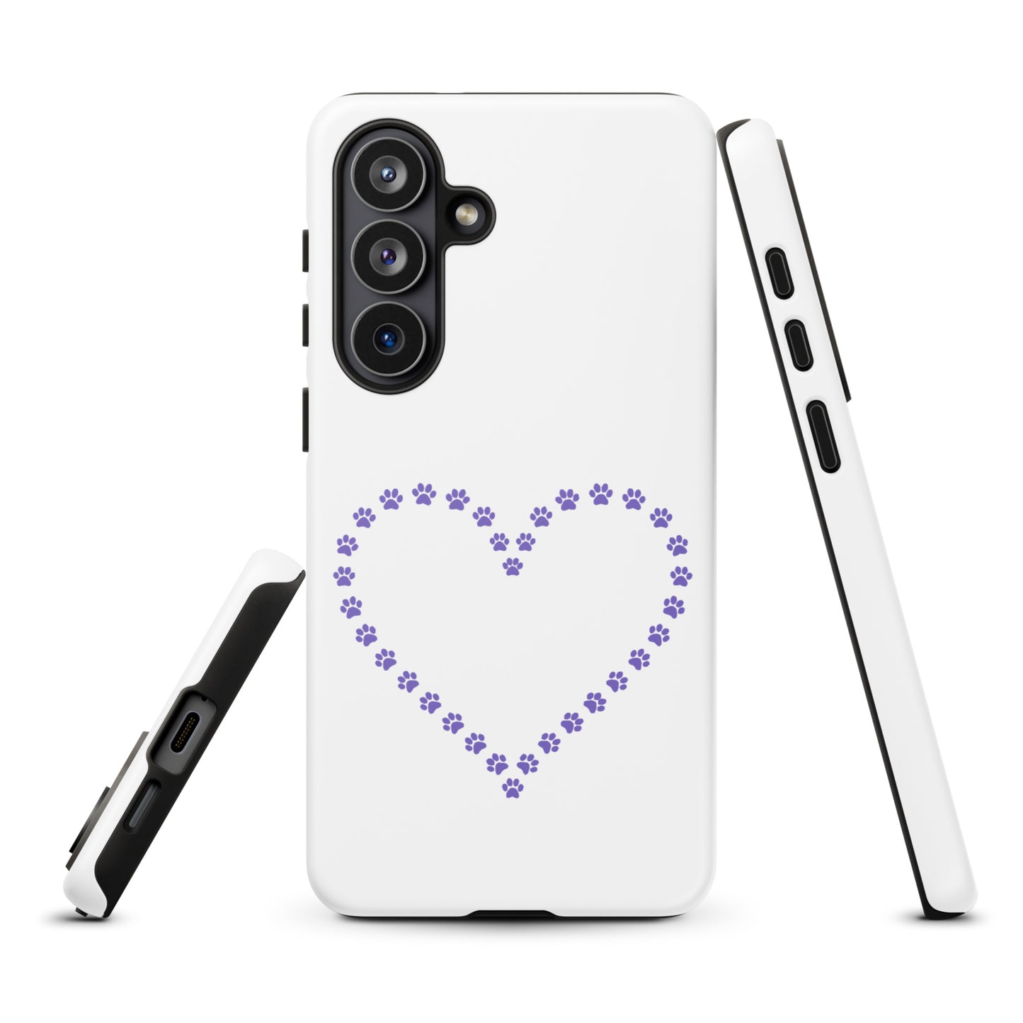 Phone Case for Samsung Galaxy with paw print heart pattern for pet lovers, featuring minimalist design and durable protection.