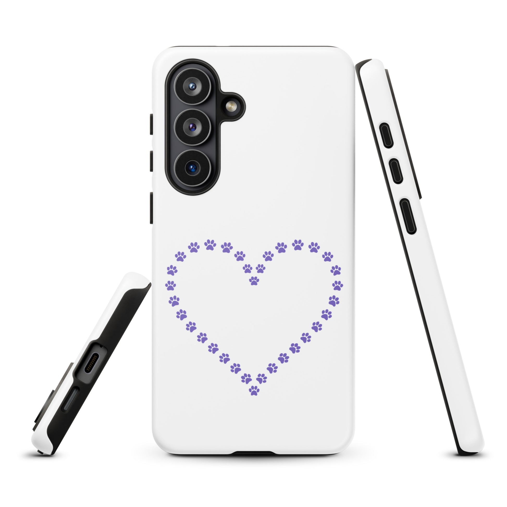 Phone Case for Samsung Galaxy with paw print heart pattern for pet lovers, featuring minimalist design and durable protection.