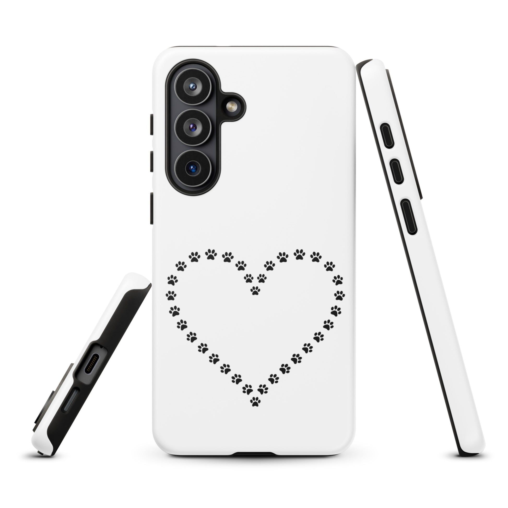 Phone Case for Samsung Galaxy with paw print heart design for pet lovers, perfect for cat and dog owners seeking durable protection.