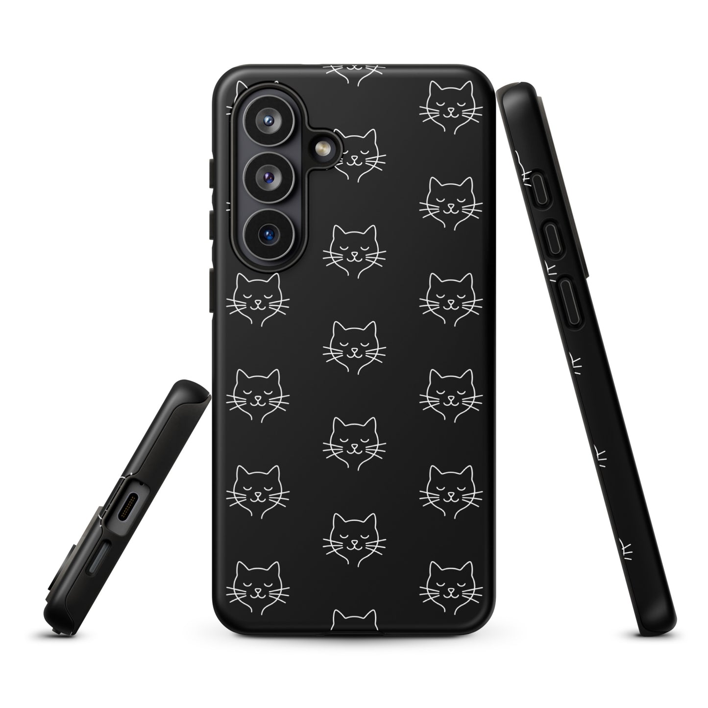 Phone Case for Samsung Galaxy with cute minimalist cat pattern design, stylish and protective for cat enthusiasts.