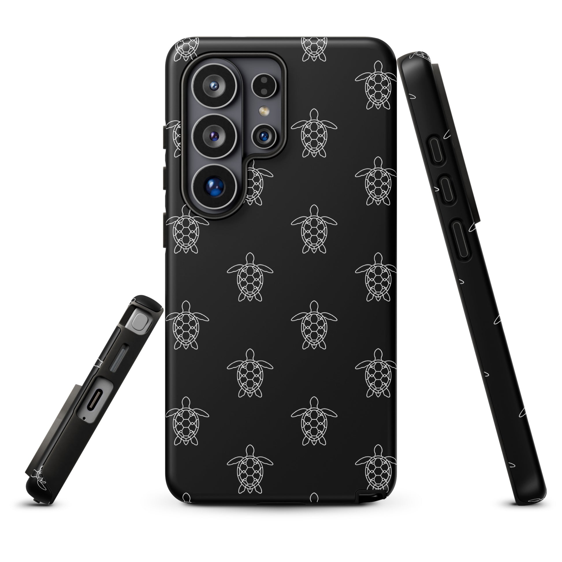 Phone Case for Samsung Galaxy with minimalist sea turtle pattern featuring geometric shells and clean vector lines.