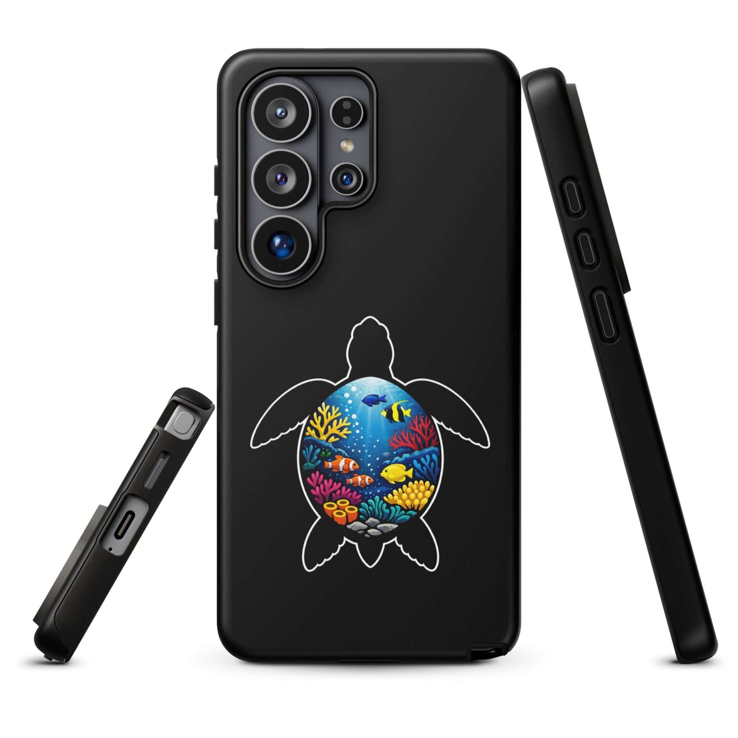 Phone Case for Samsung Galaxy with vibrant sea turtle reef design, featuring colorful coral scene for style and protection.