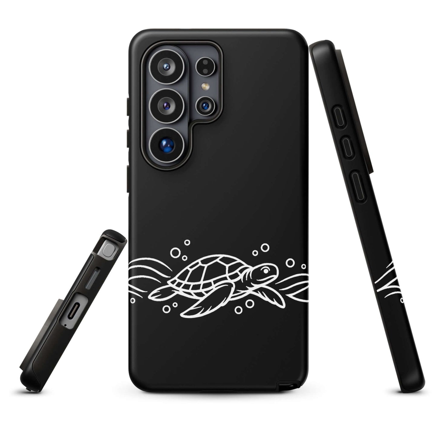 Phone Case for Samsung Galaxy with minimalist sea turtle and waves design, showcasing sleek marine life art.