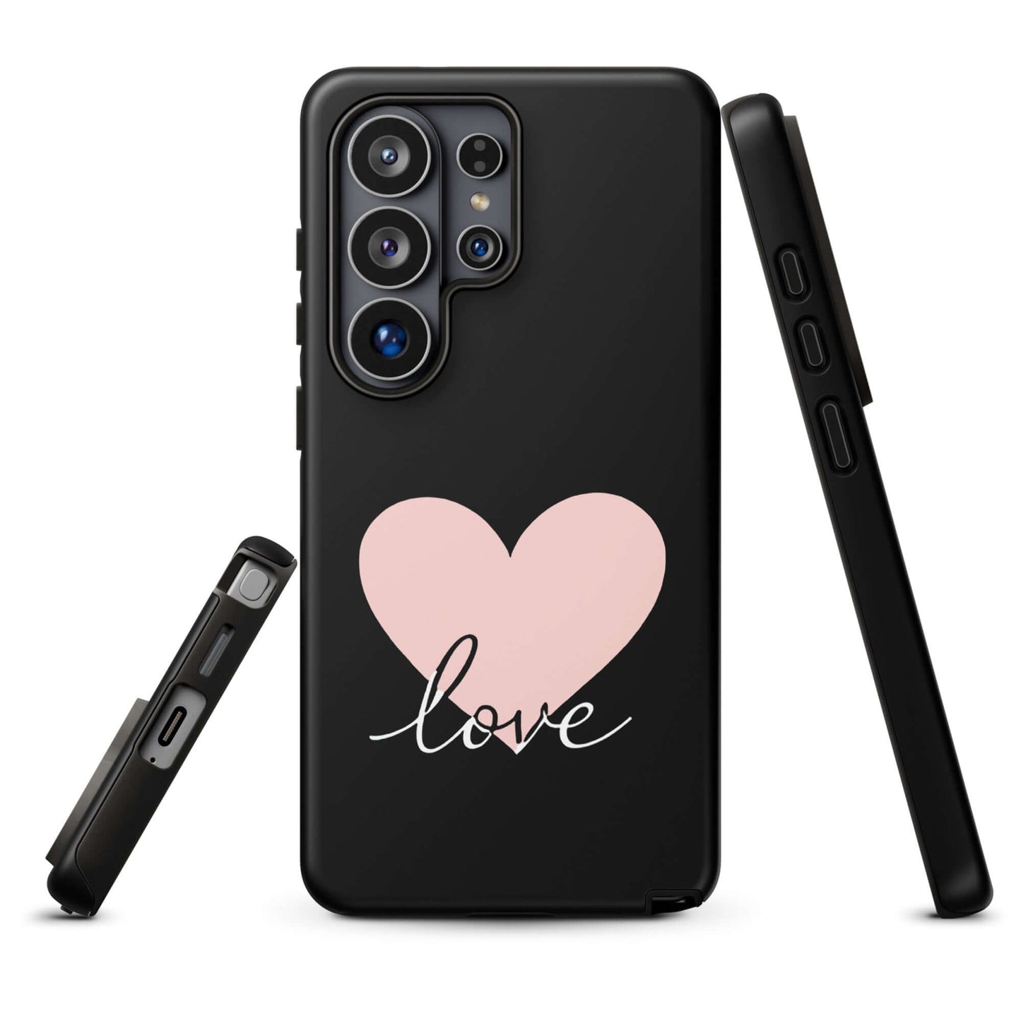 Phone Case Samsung Galaxy with heart and script love design, minimalist protection for a stylish, romantic look.