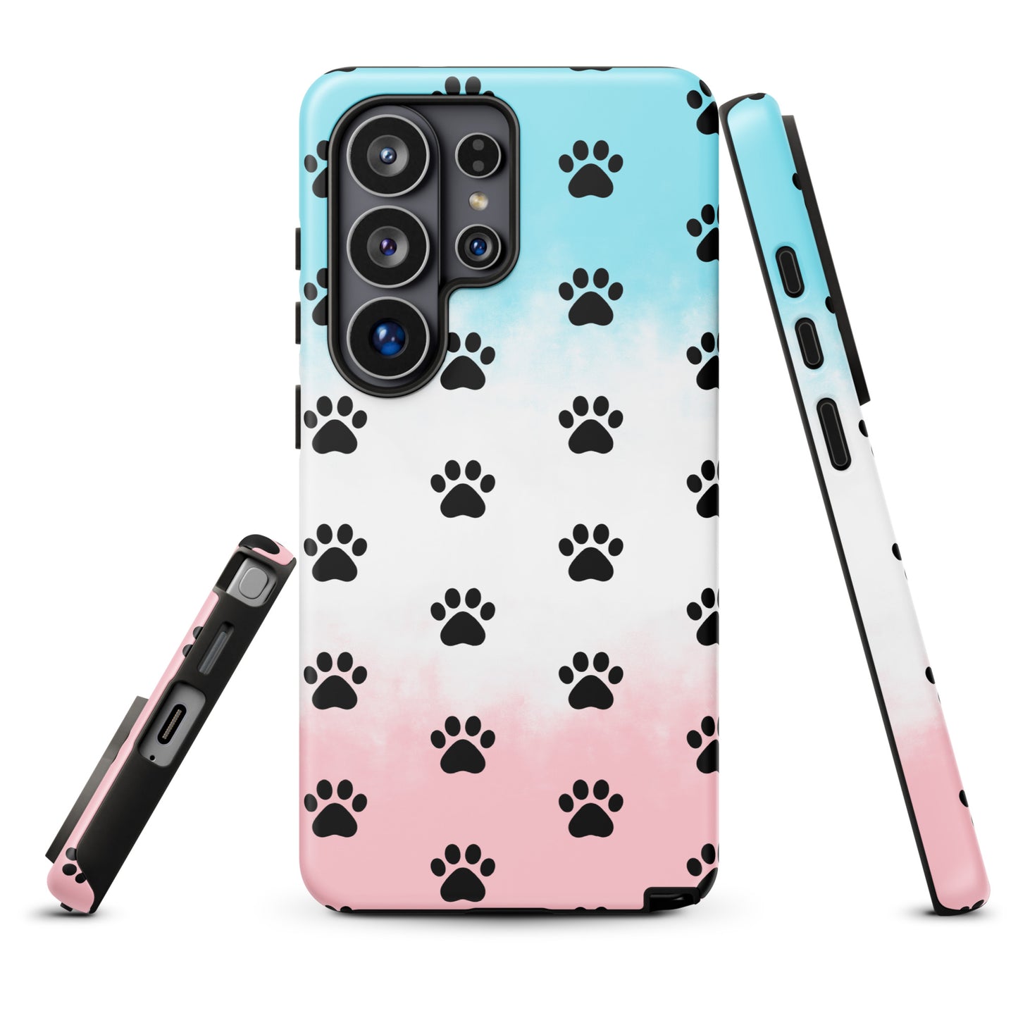 Phone Case for Samsung Galaxy with paw print pattern, minimalist style for pet lovers, showcasing playful design and transparent finish.