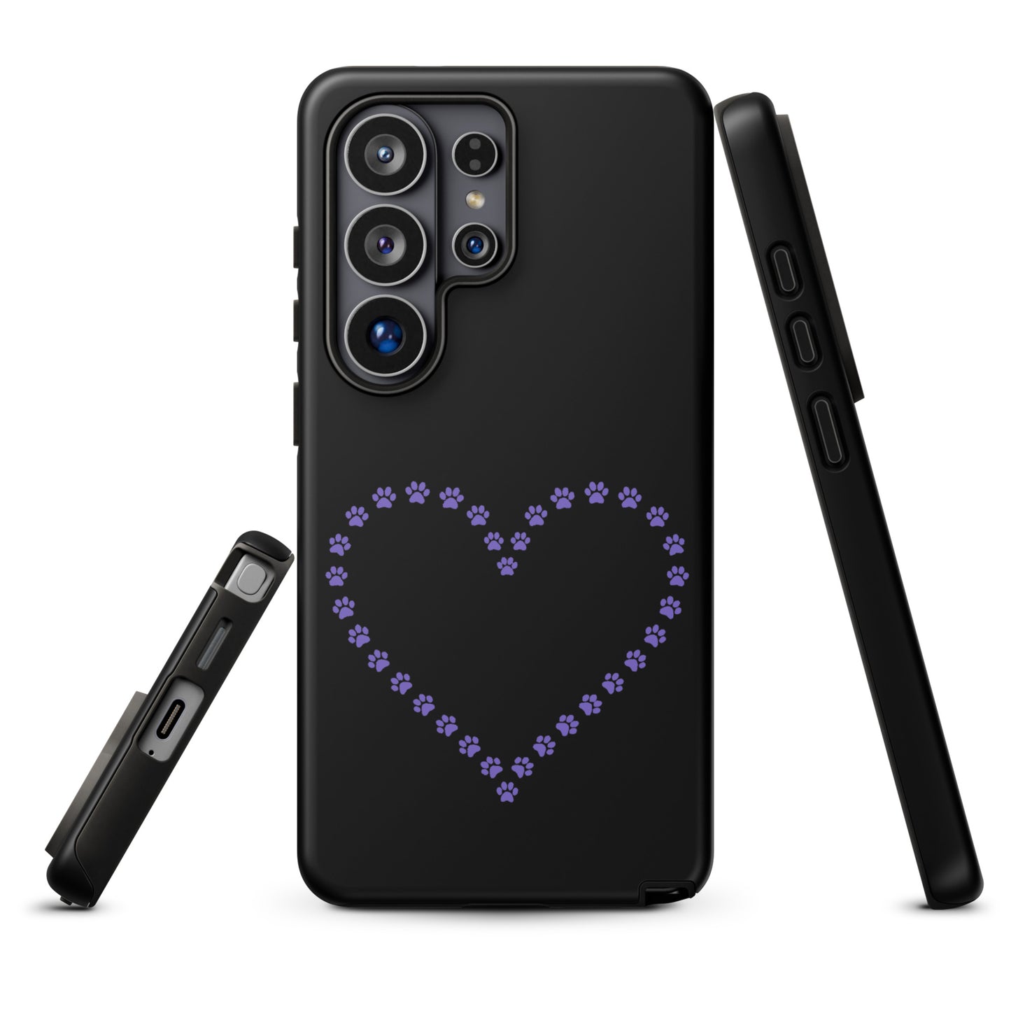 Phone Case for Samsung Galaxy with paw print heart design for pet lovers; durable and perfect for cat and dog enthusiasts.