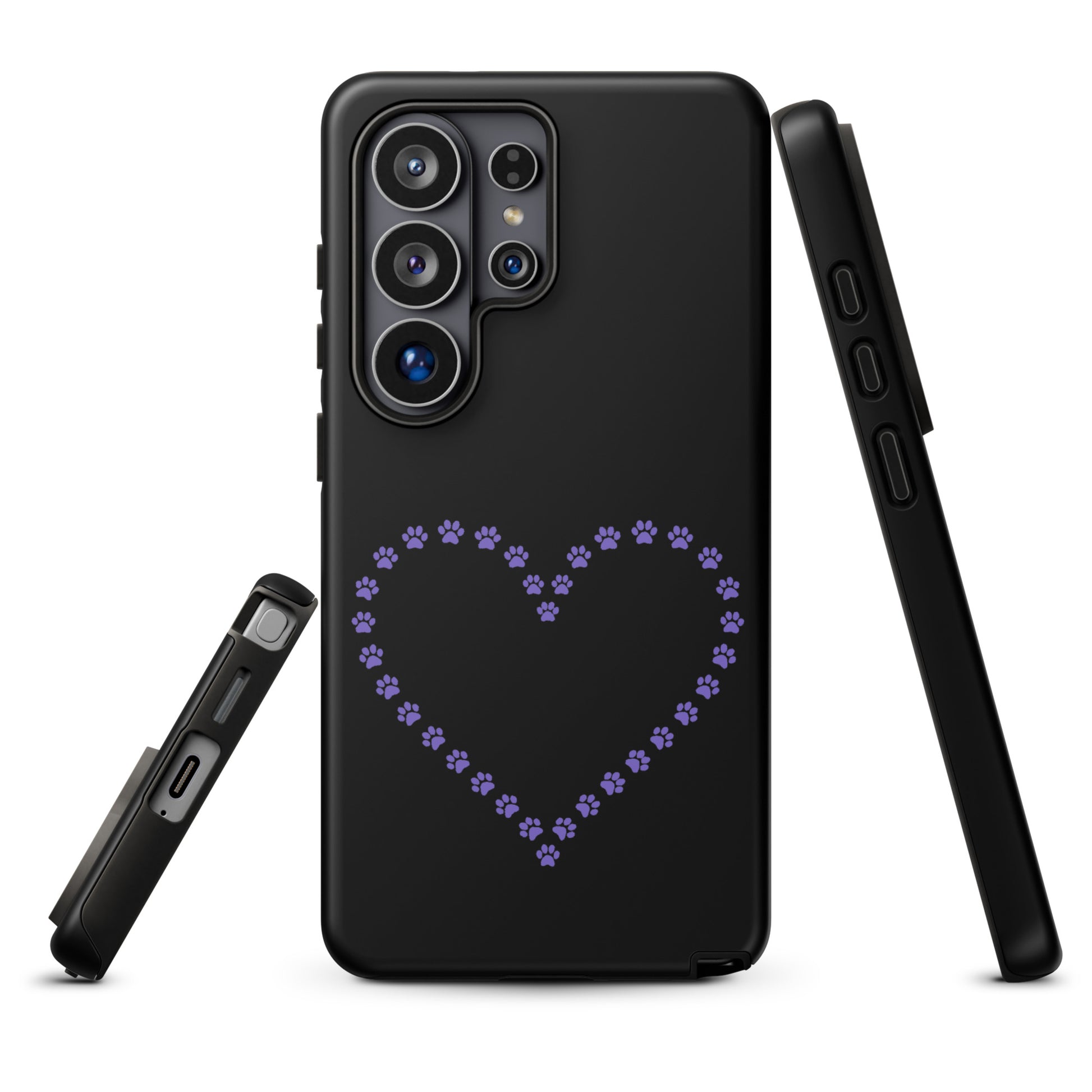 Phone Case for Samsung Galaxy with paw print heart design for pet lovers; durable and perfect for cat and dog enthusiasts.