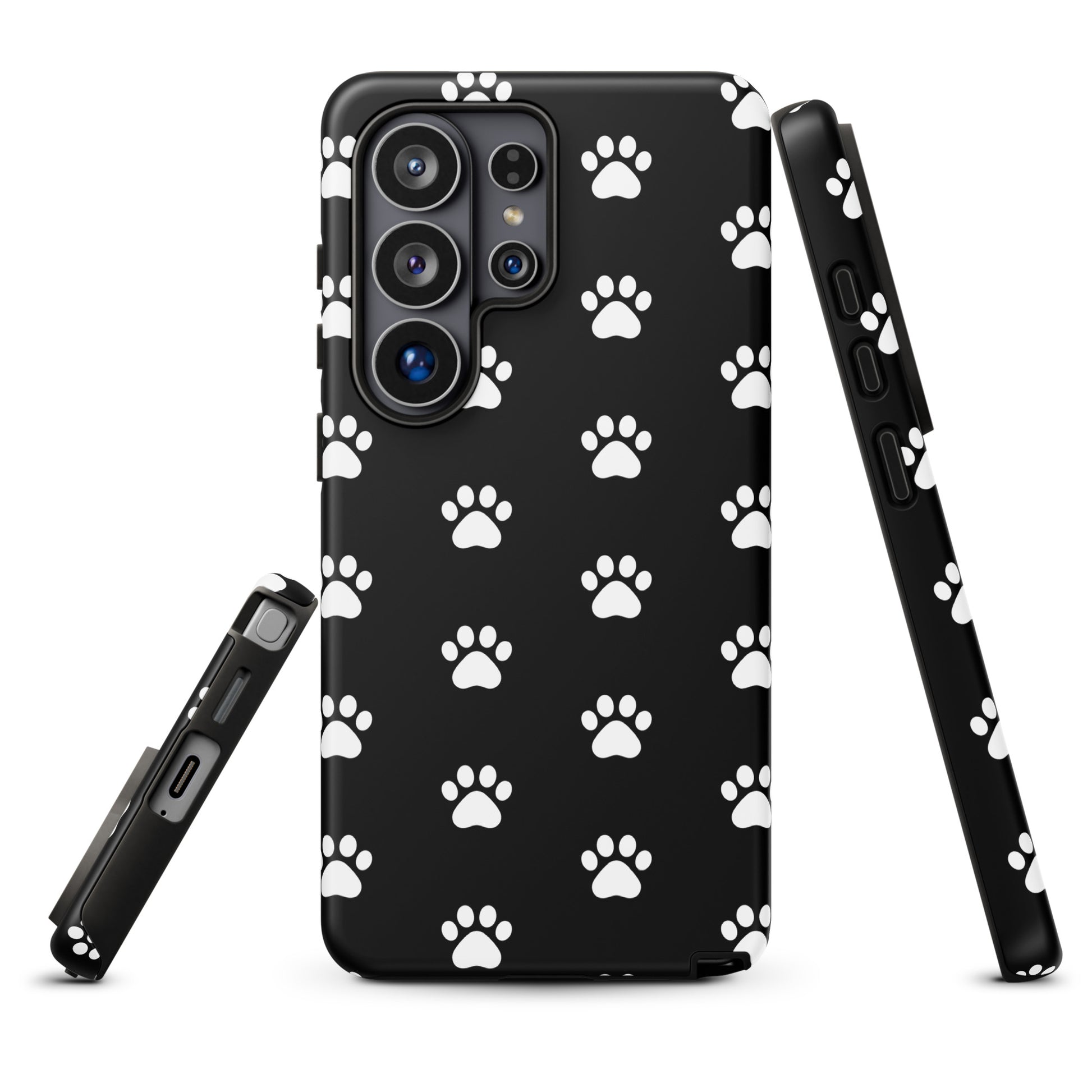 Phone Case for Samsung Galaxy with stylish paw print design for pet lovers, featuring minimalist paw icons for cat and dog lovers.