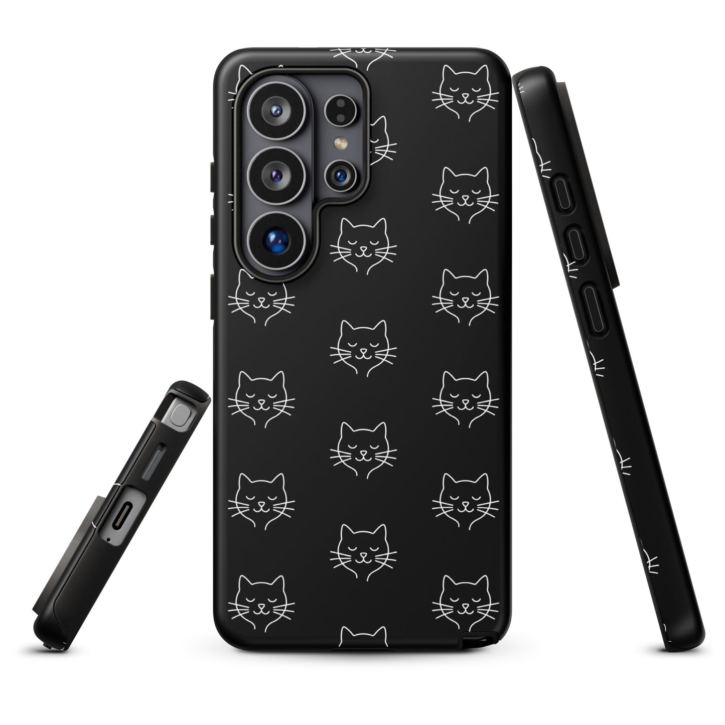 Phone Case for Samsung Galaxy with cute minimalist cat pattern design offering stylish and protective accessory for cat lovers.