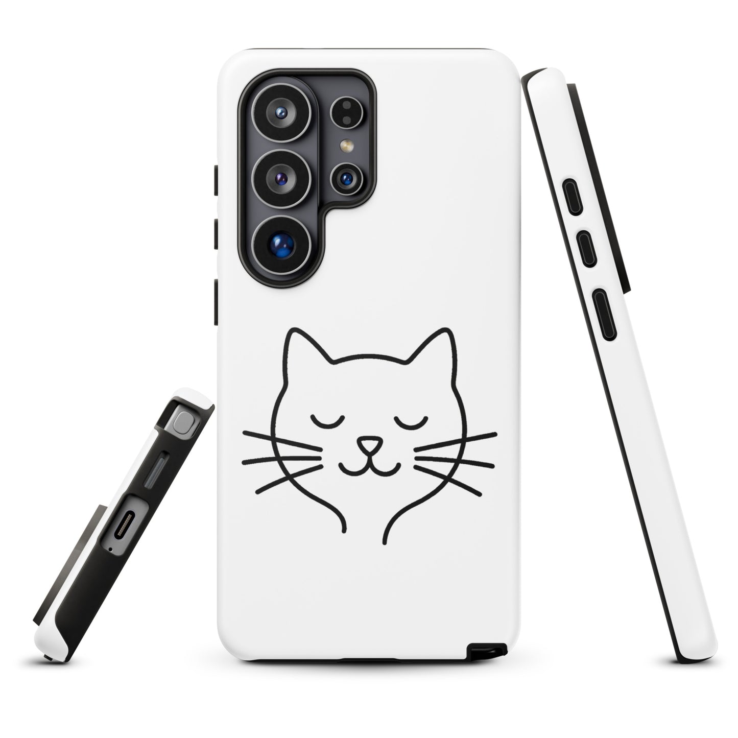 Phone Case for Samsung Galaxy with minimalist cat line art design in black on white background, perfect for cat lovers seeking style and protection.