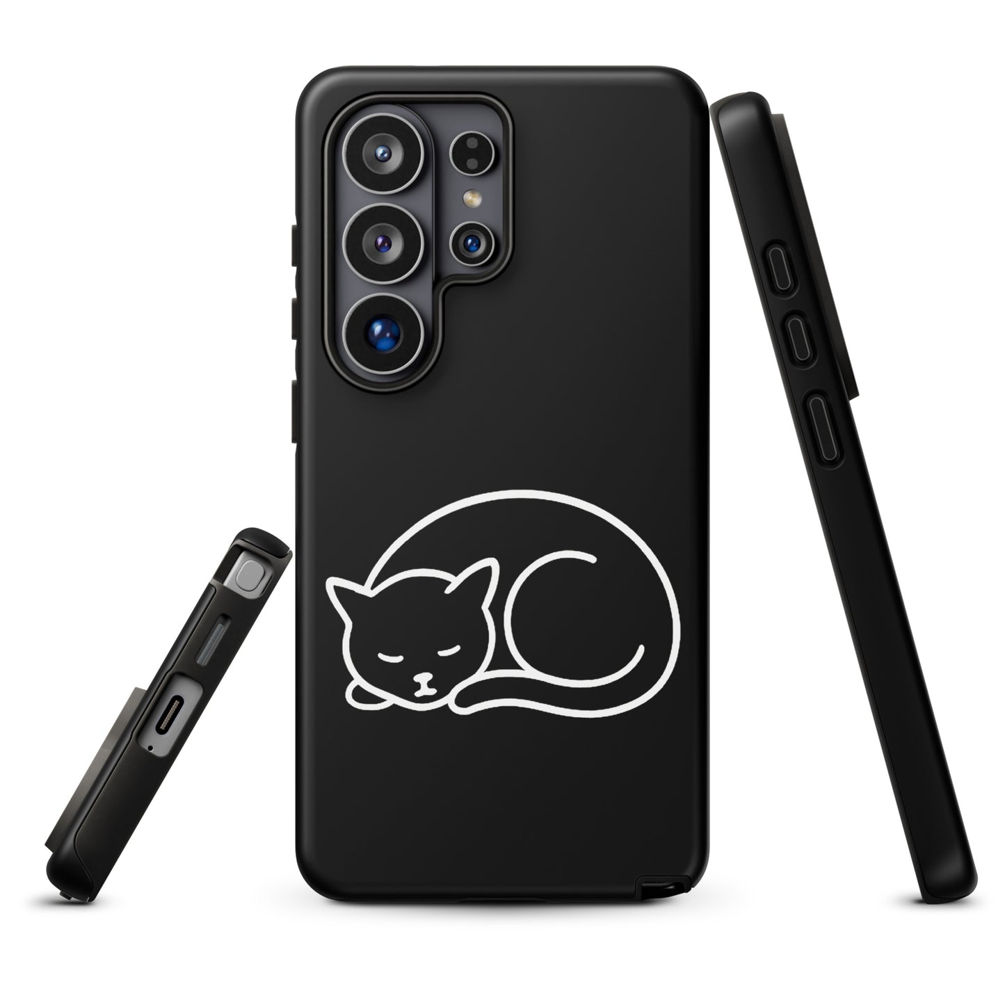 Phone Case for Samsung Galaxy with minimalist curled-up cat design and dual-layer protection.