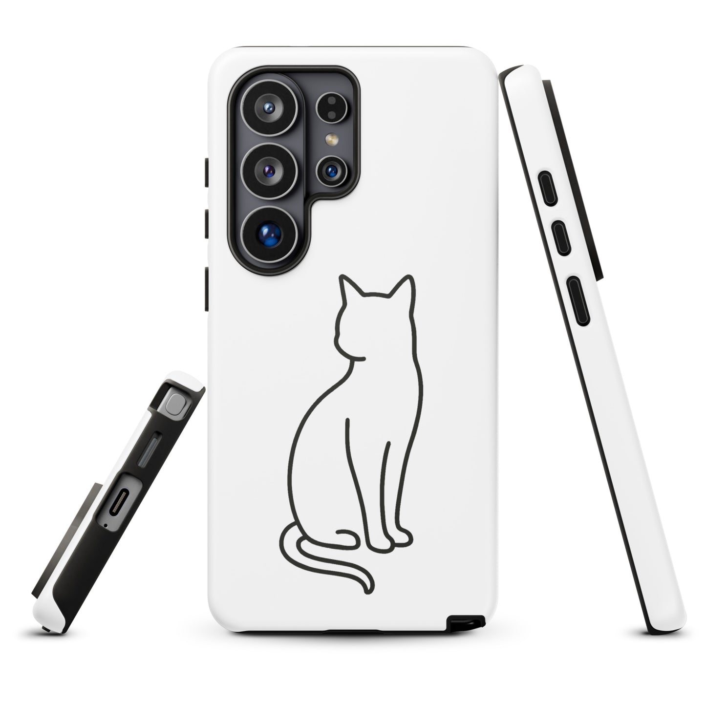 Phone Case for Samsung Galaxy with minimalist sitting cat design, perfect for modern pet lovers seeking stylish protection.