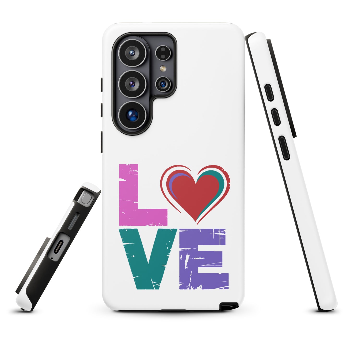Phone Case Love Dual Layer for Samsung Galaxy with heart design.