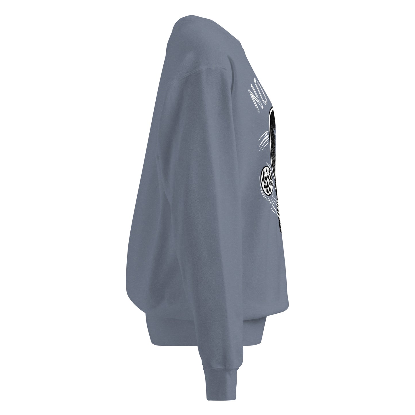 Side view of Pickleball No Mercy Series unisex garment-dyed sweatshirt in vintage-washed color.