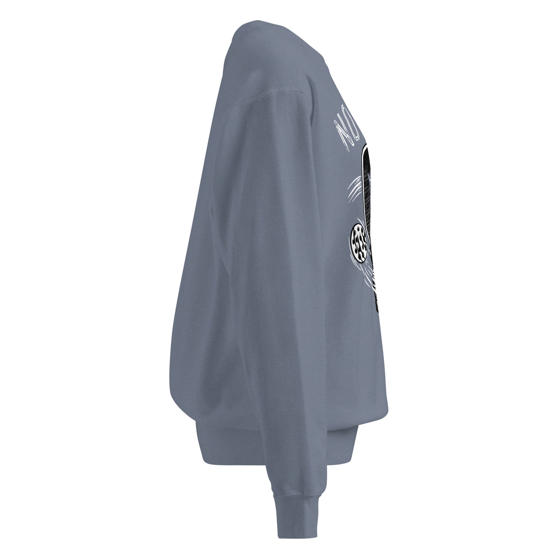 Side view of Pickleball No Mercy Series unisex garment-dyed sweatshirt in vintage-washed color.