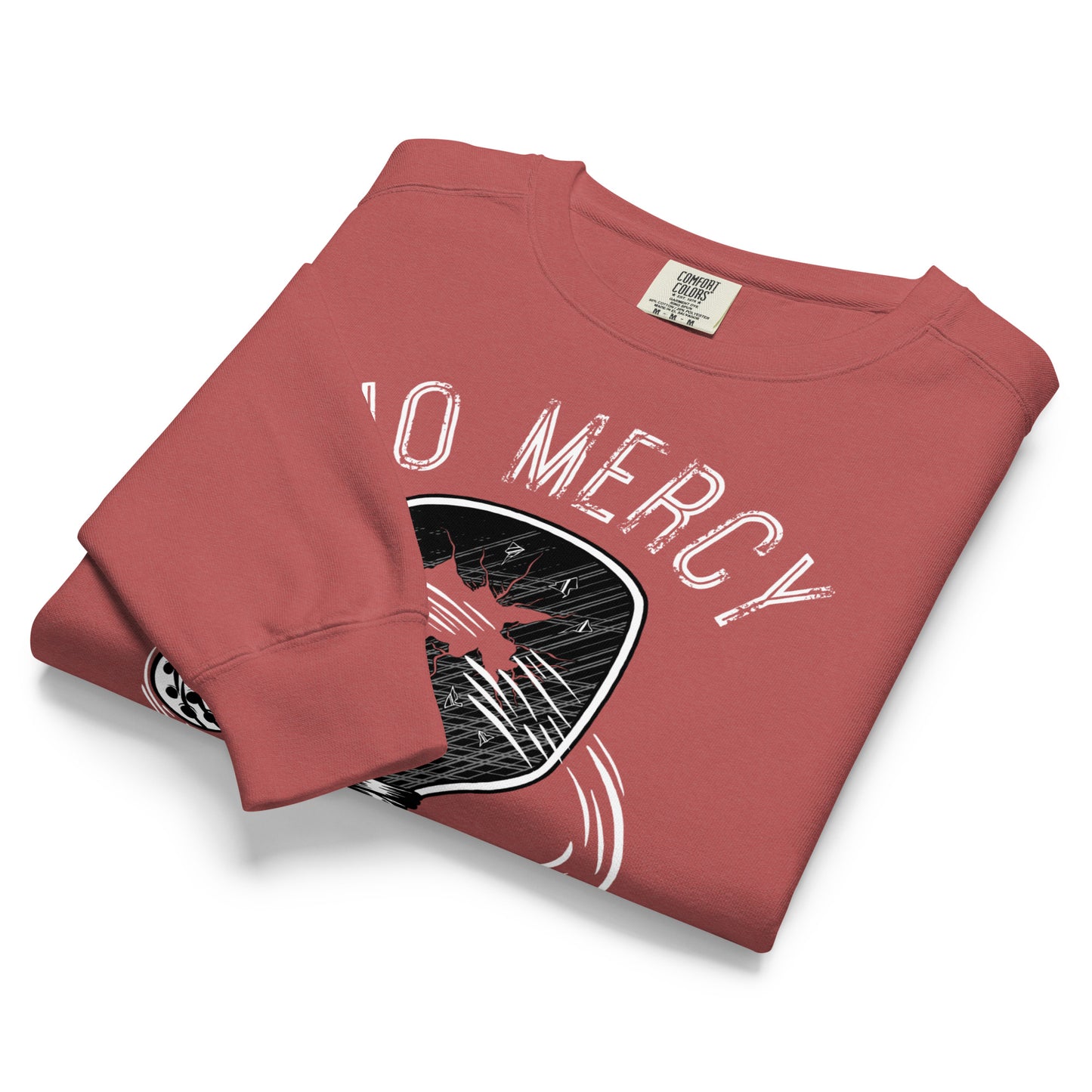 Pickleball No Mercy Series unisex garment-dyed sweatshirt in vintage-washed color, perfect for style and comfort.
