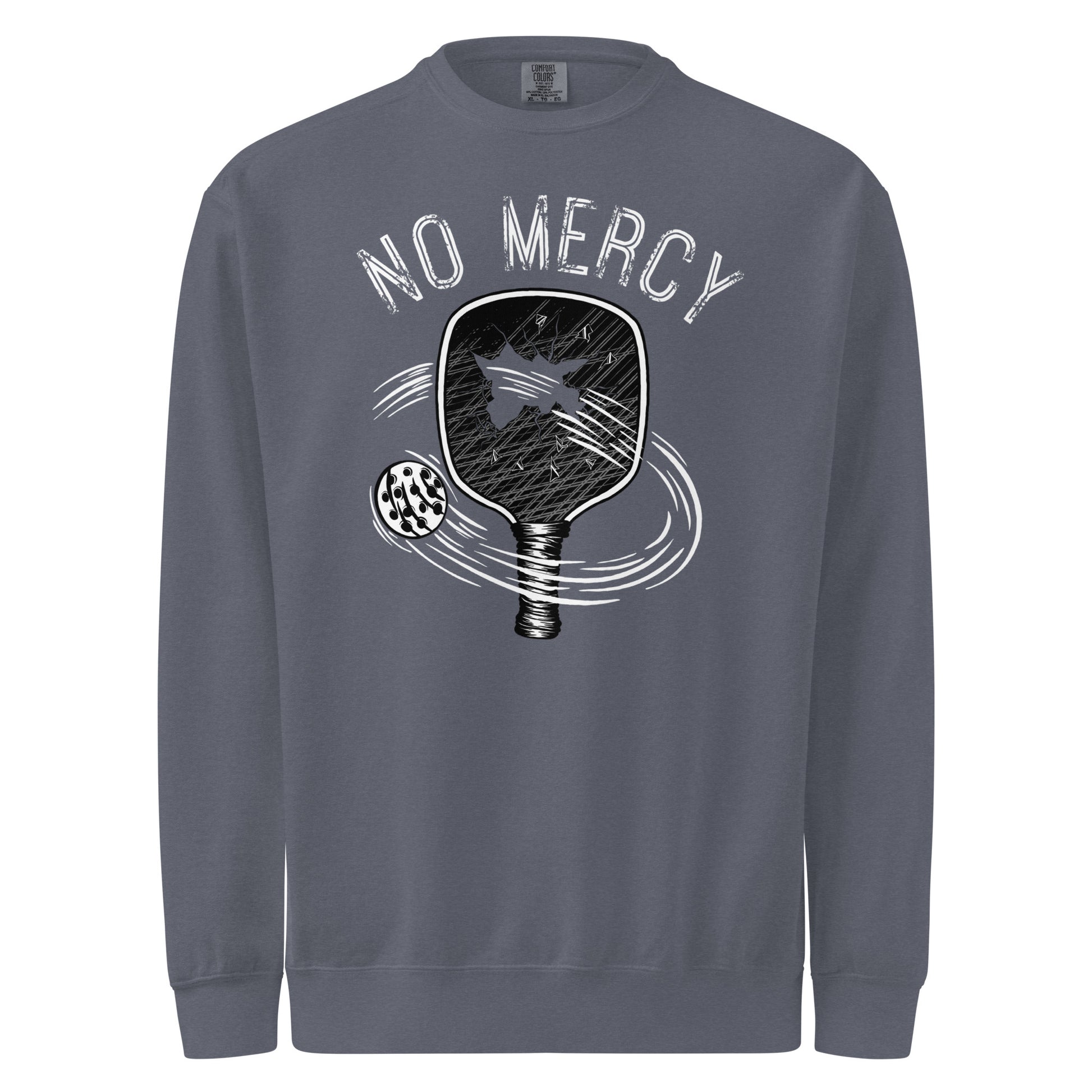Pickleball No Mercy Series unisex sweatshirt with graphic design, perfect for winter sports and casual wear.