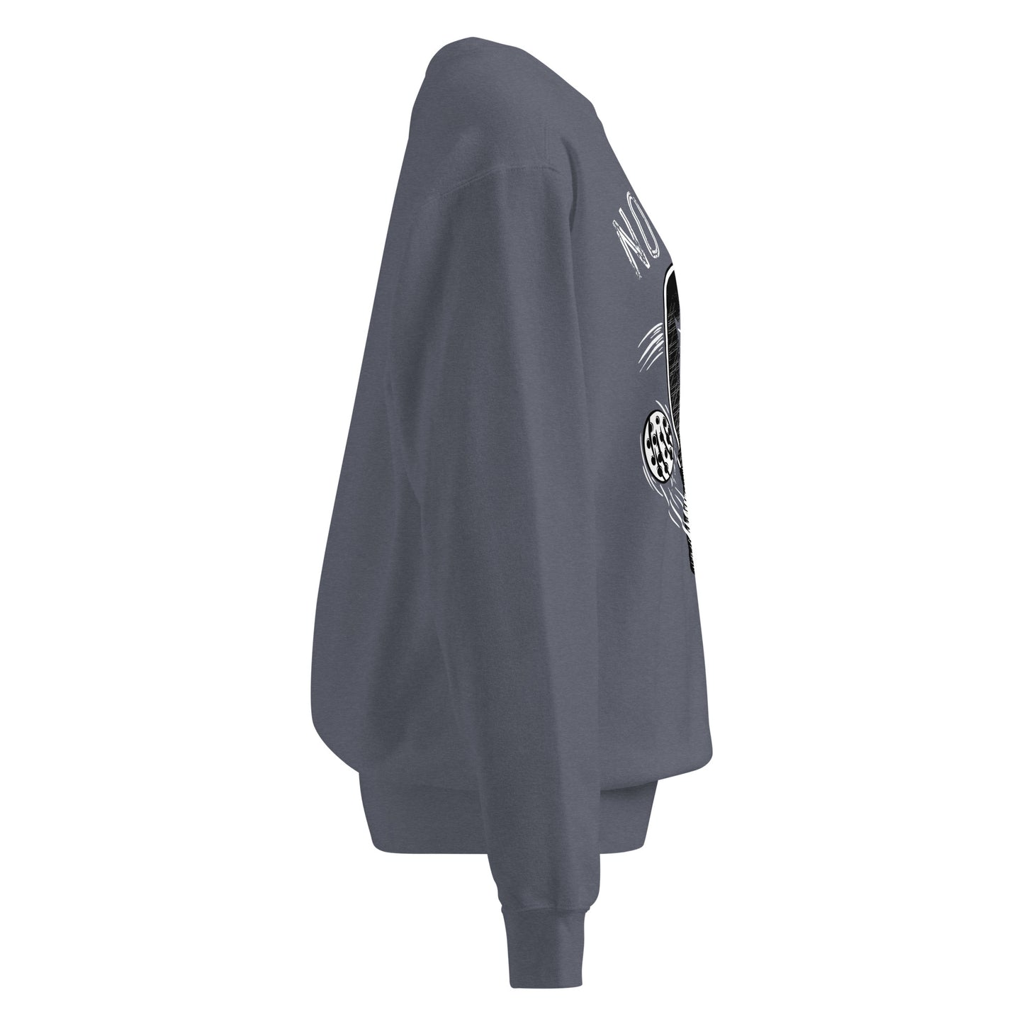 Side view of Pickleball No Mercy Series unisex garment-dyed sweatshirt in vintage-washed color.