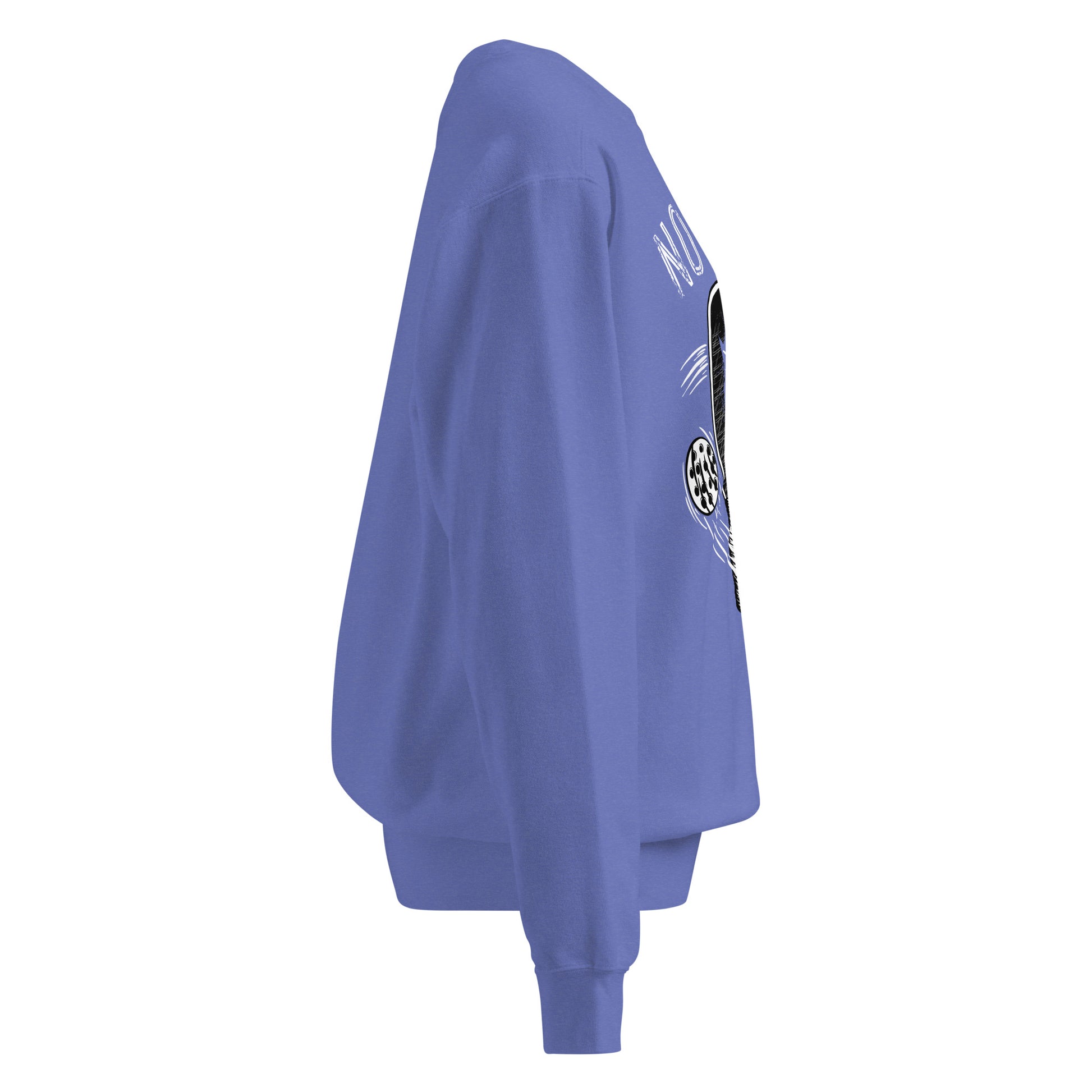 Pickleball No Mercy Series unisex garment-dyed sweatshirt in blue side view.