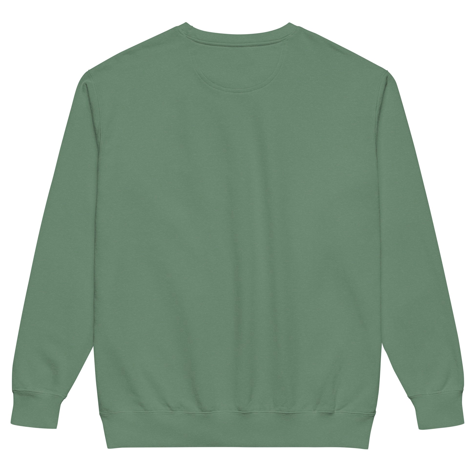 Back view of a green garment-dyed sweatshirt for pickleball enthusiasts, perfect for winter wear.