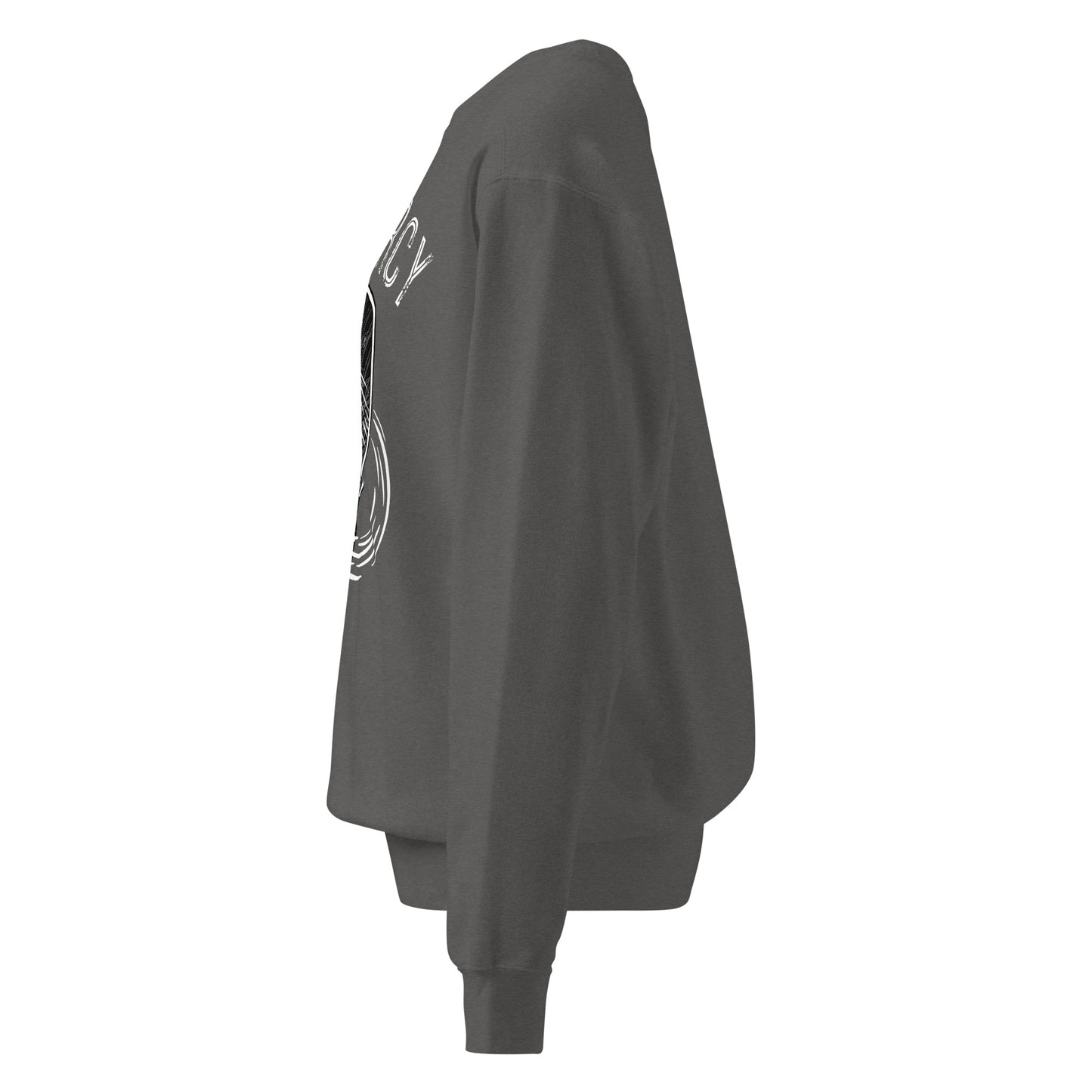 Pickleball No Mercy Series unisex garment-dyed sweatshirt side view for winter comfort and style.