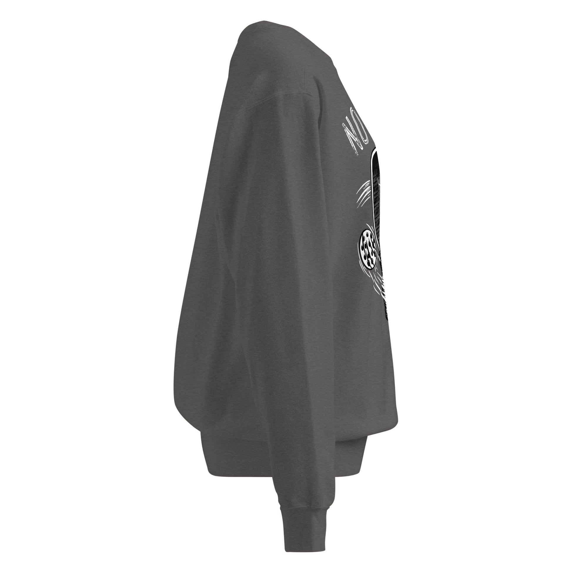 Pickleball No Mercy Series unisex garment-dyed sweatshirt in dark gray, showcasing vintage style and comfort.