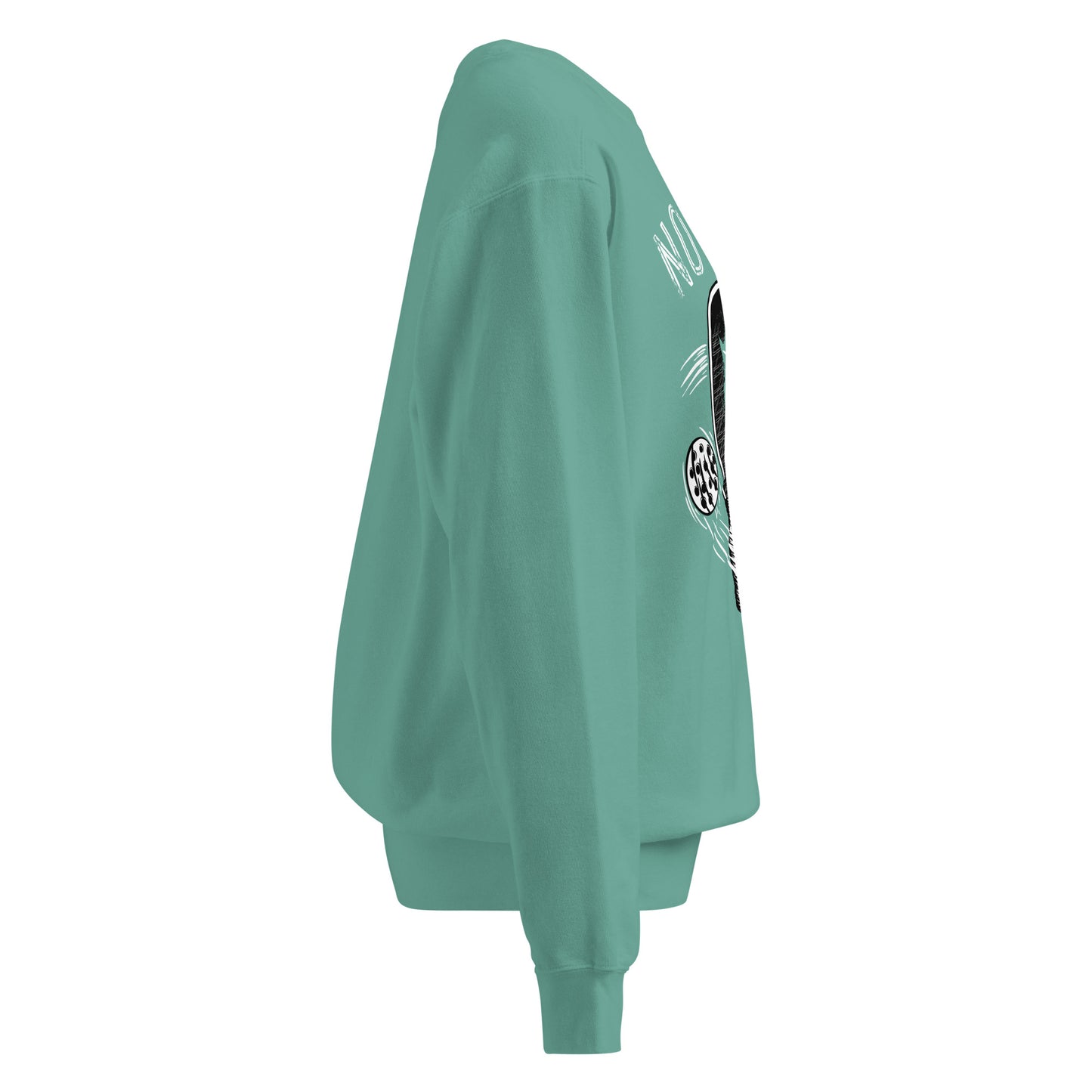 Side view of Pickleball No Mercy Series unisex garment-dyed sweatshirt in mint color.