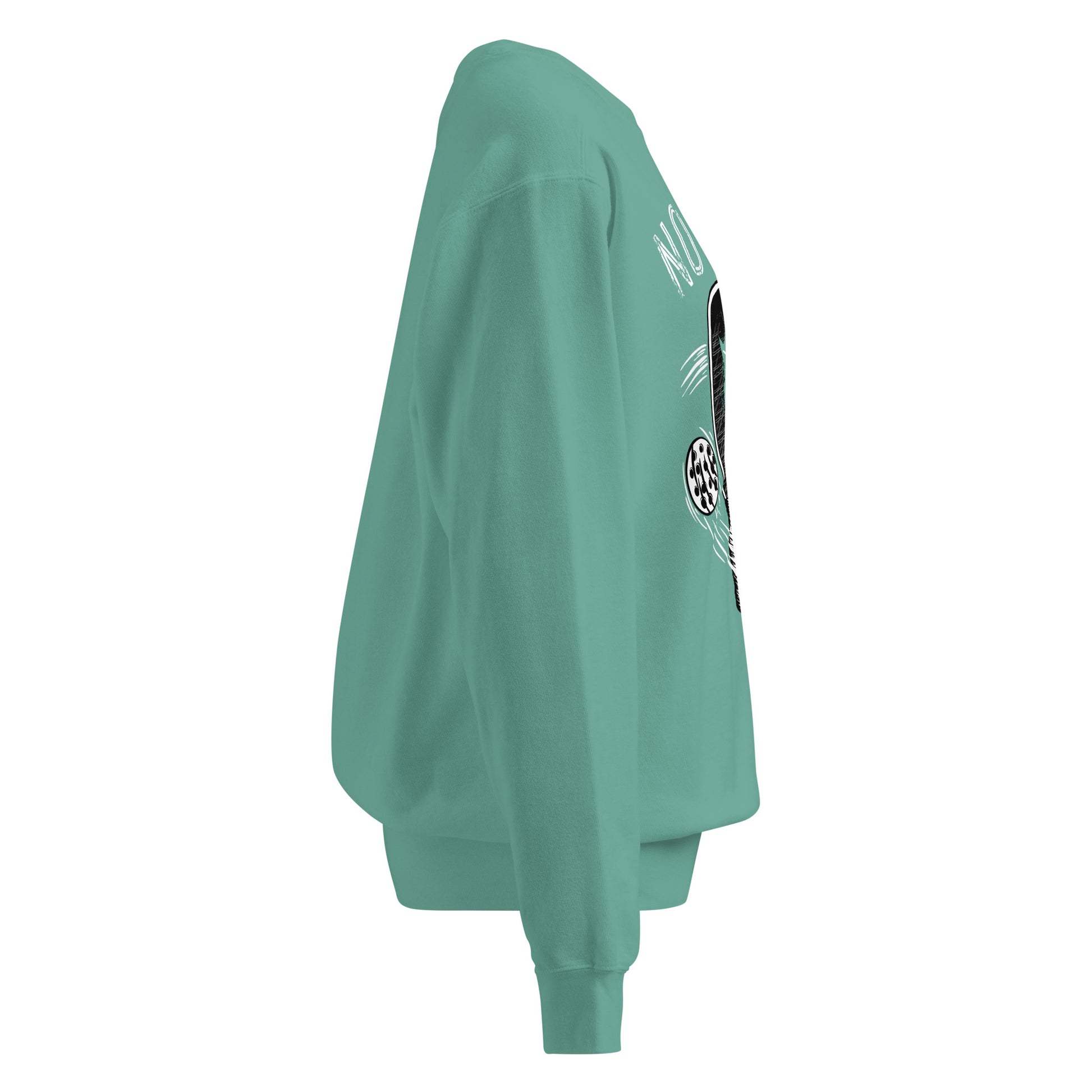Side view of Pickleball No Mercy Series unisex garment-dyed sweatshirt in mint color.