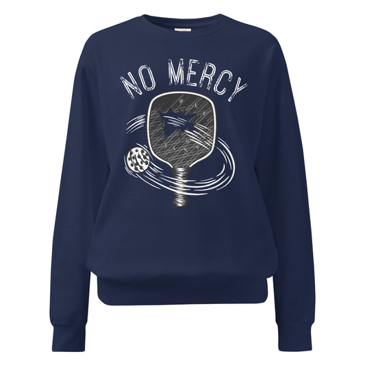 Pickleball No Mercy Series unisex garment-dyed sweatshirt with paddle and ball design.