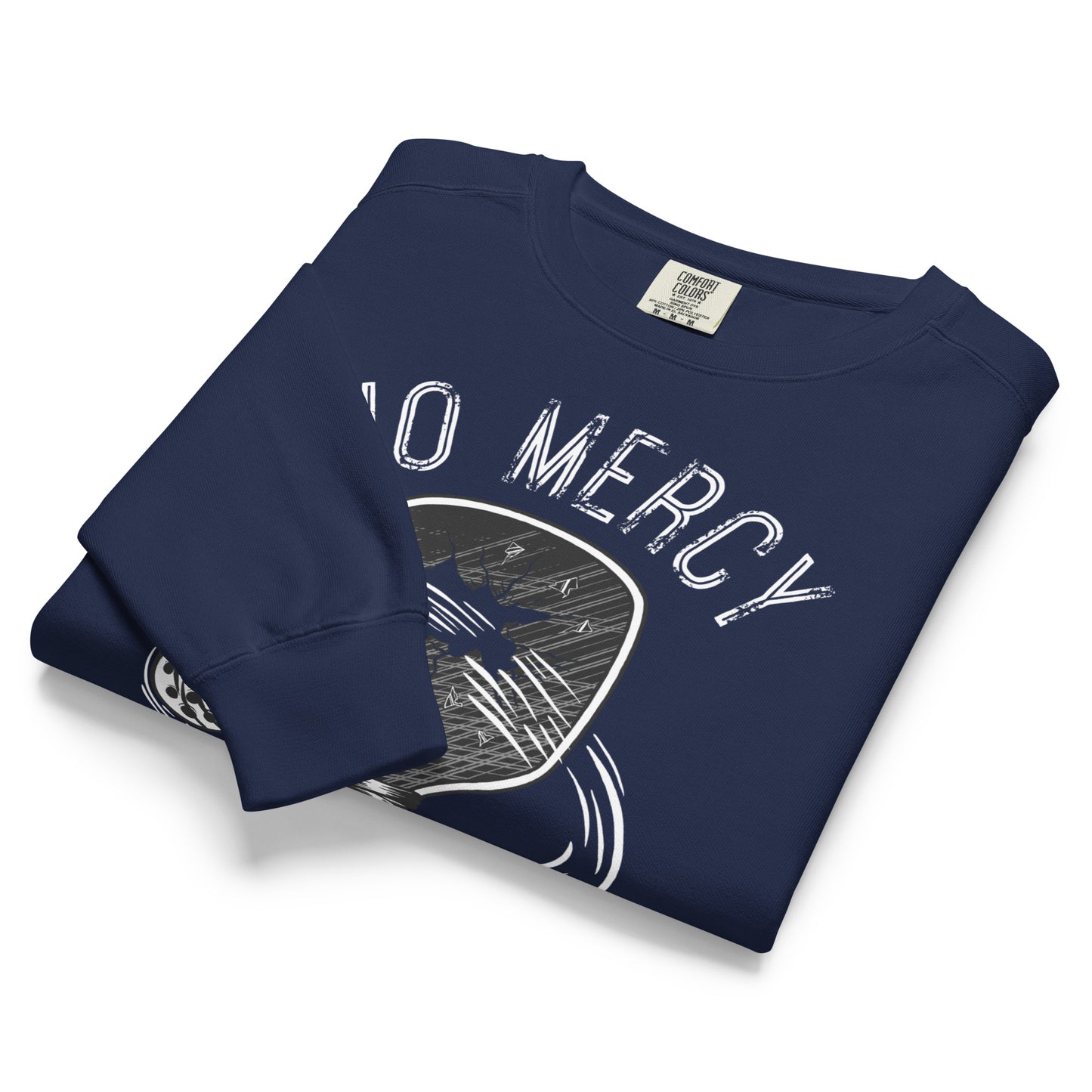 Pickleball No Mercy Series unisex garment-dyed sweatshirt in navy blue, ideal for court or casual wear.
